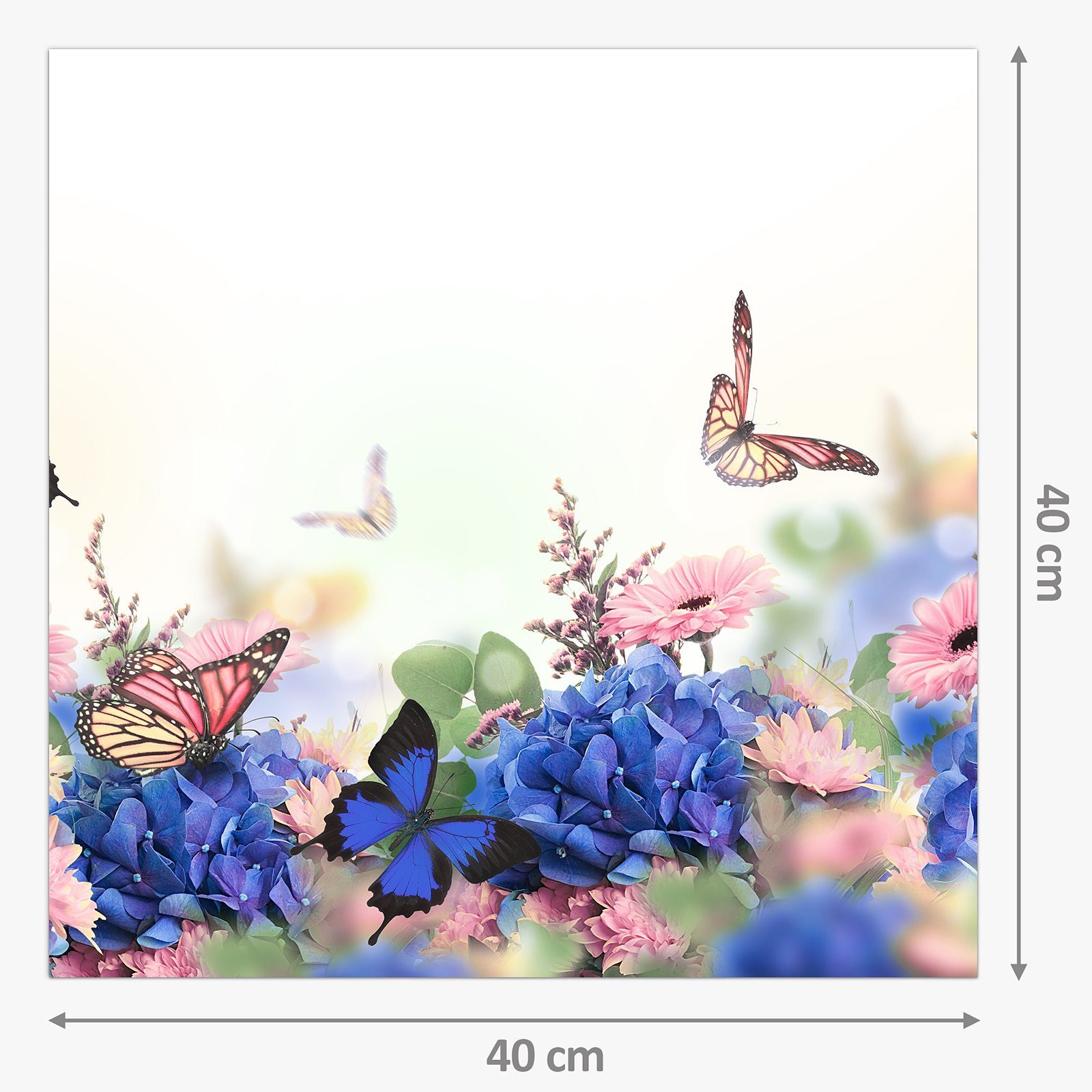 Schmetterlinge Spritzschutz mit Motiv und Glas Küchenrückwand Blüten Küchenrückwand Primedeco