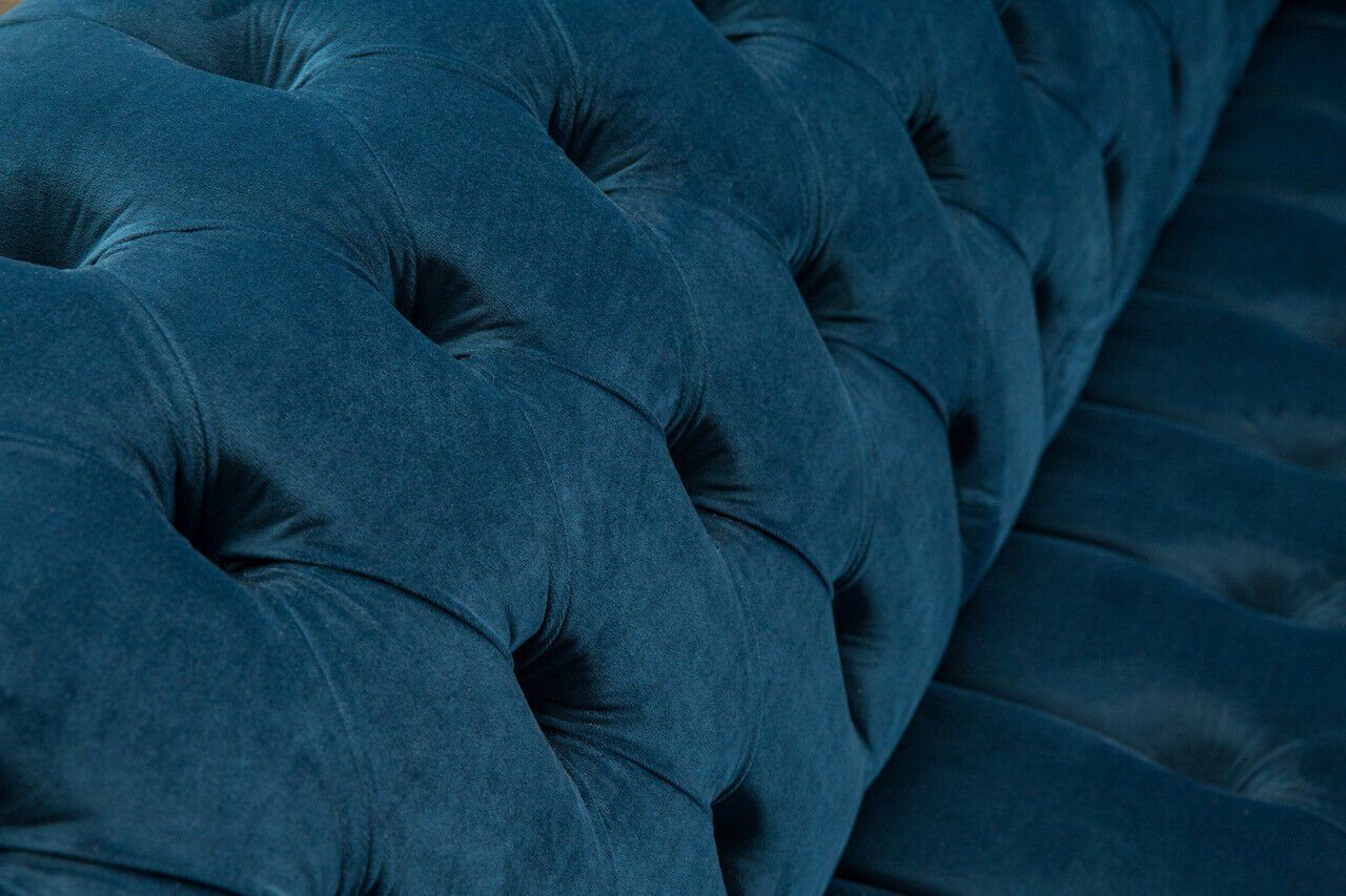 JVmoebel Chesterfield-Sofa Knöpfen. Textil Die Modern, Chesterfield Sitzer Sofa Couch Polster 3 Rückenlehne Stoff mit
