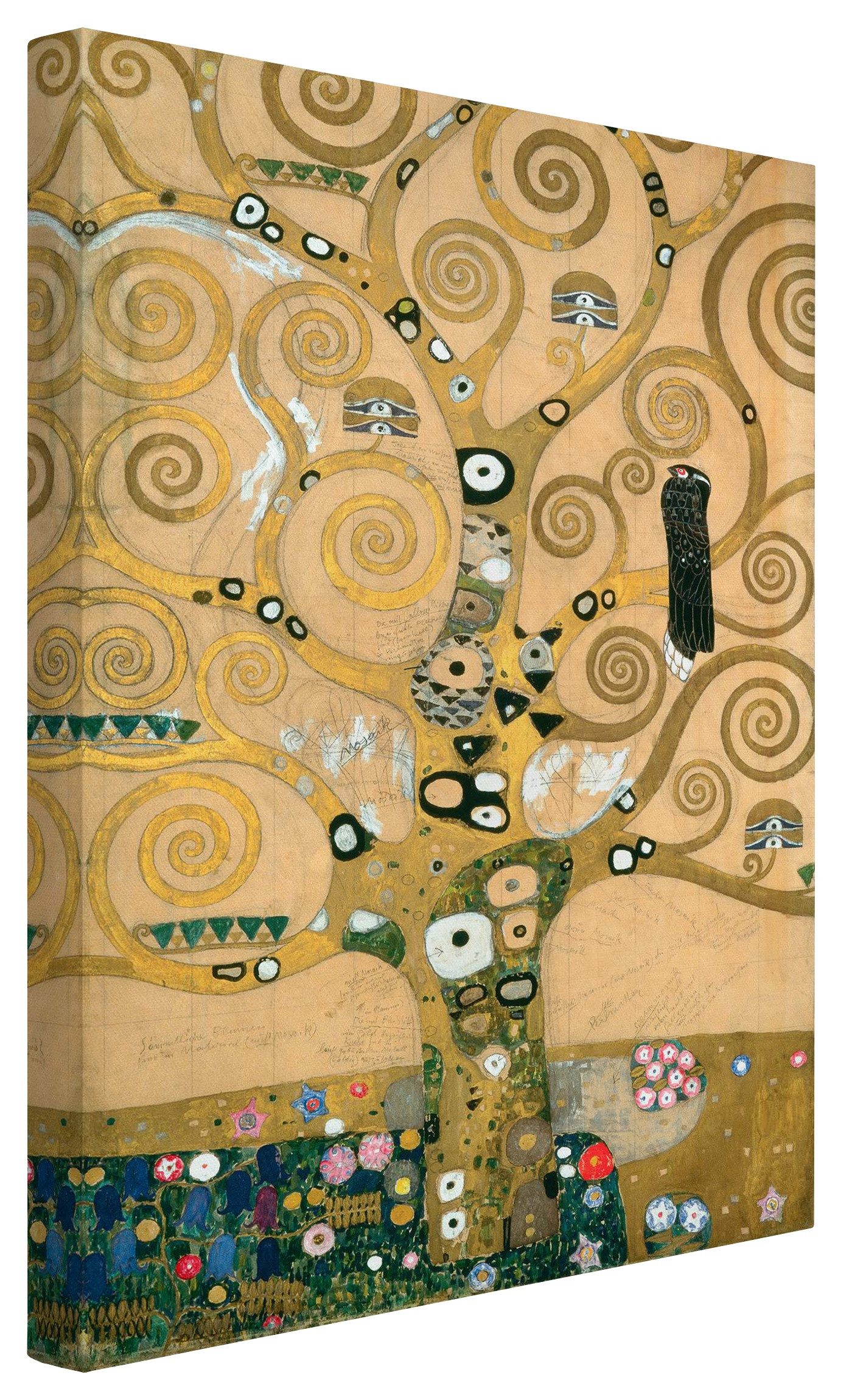 Bilderdepot24 Leinwandbild Kunstdruck Gustav Klimt Der Lebensbaum gold Bild auf Leinwand XXL, Kunst & Malerei, Wohnzimmer Schlafzimmer Küche Flur Wandbild Kunstkopie Wanddeko Druck