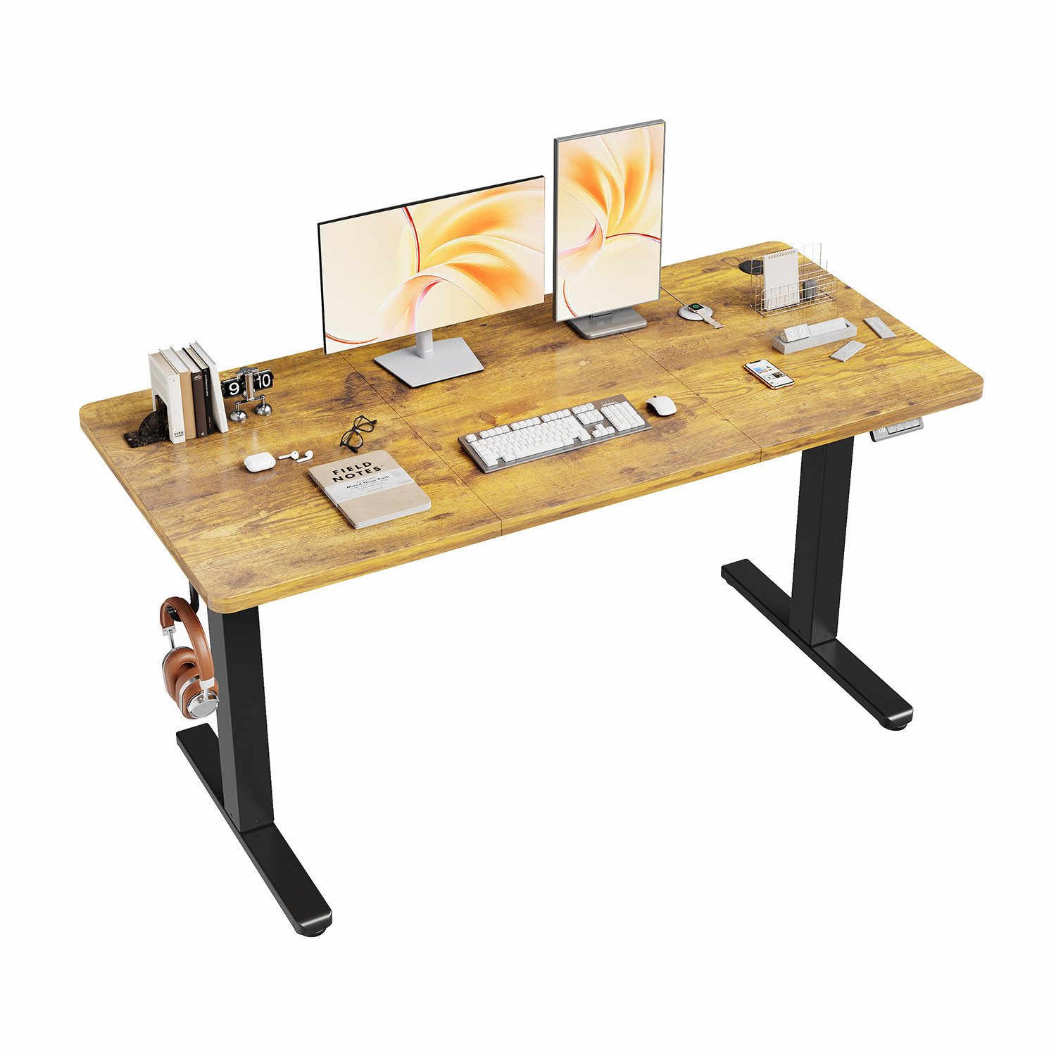 Furnicopia Schreibtisch Höhenverstellbarer Schreibtisch 120/140/160CM mit Kabelmanagement (Ergonomischer Computertisch für Homeoffice mit leisem Einzelmotor (50 dB), 4-Tasten-Handsteuerung mit 2 Memory-Positionen, einfache Montage in ca. 30 Minuten)