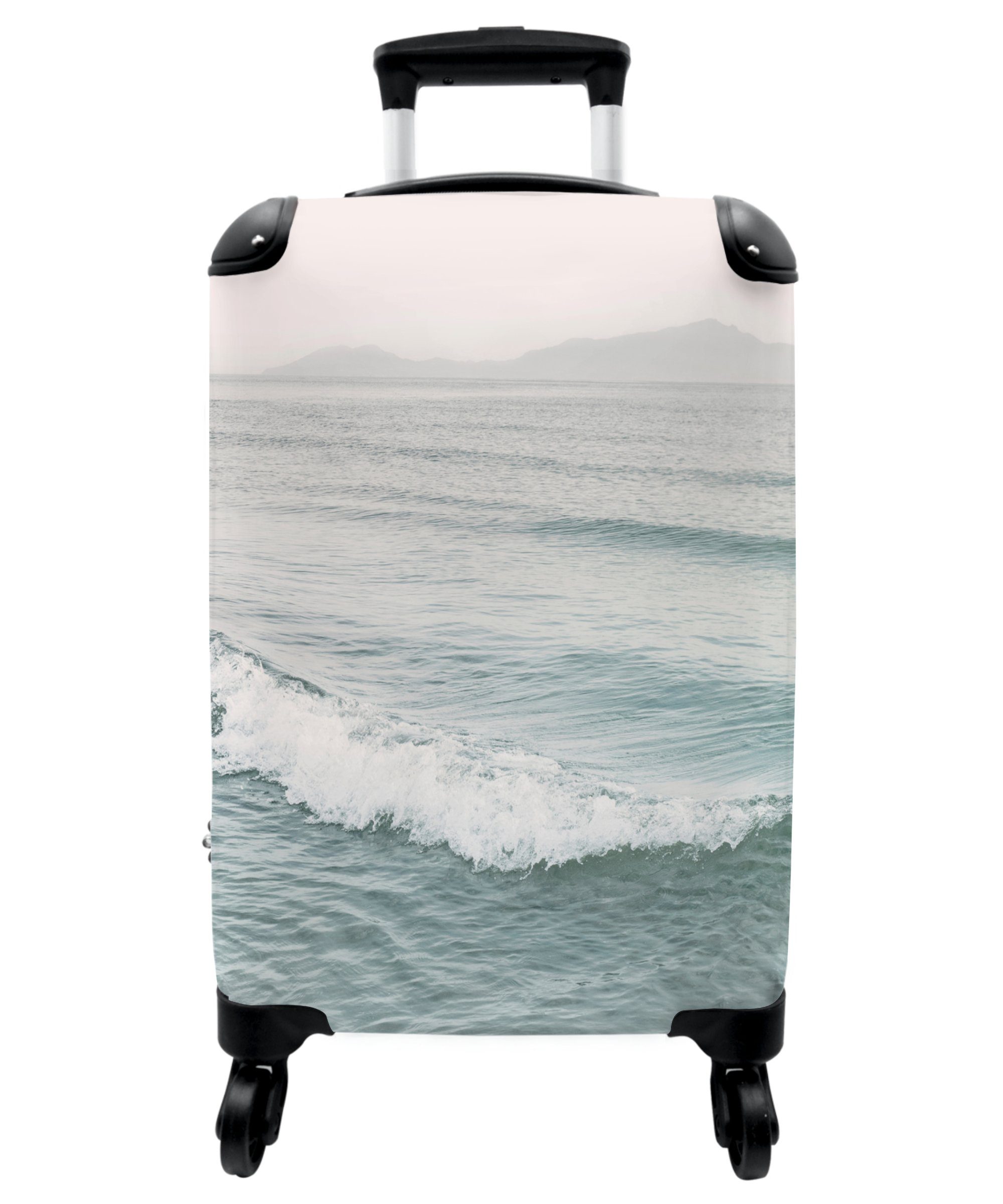 NoBoringSuitcases.com© Handgepäckkoffer 55x35x20cm Meer Wasser, 4 Cabin Trolley - Rollen, Rollkoffer Kleine Natur - 4 Wellen mit Rollen Reisekoffer Handgepäck - 