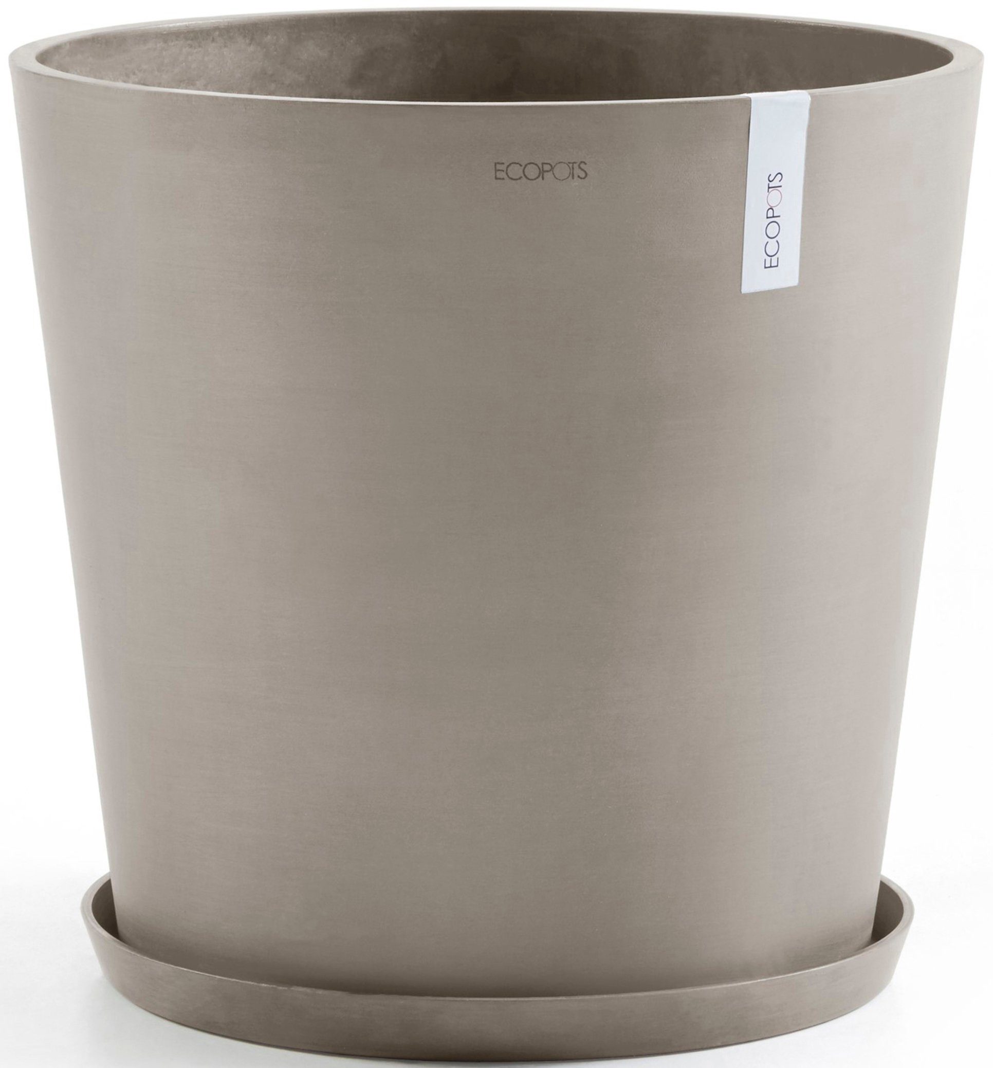 ECOPOTS Blumentopf Amsterdam 50 + Wassersystem Taupe, für innen und außen: frostsicher, bruchsicher und lichtbeständig