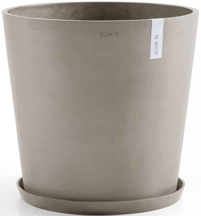 ECOPOTS Blumentopf Amsterdam 50 + Wassersystem Taupe, für innen und außen: frostsicher, bruchsicher und lichtbeständig