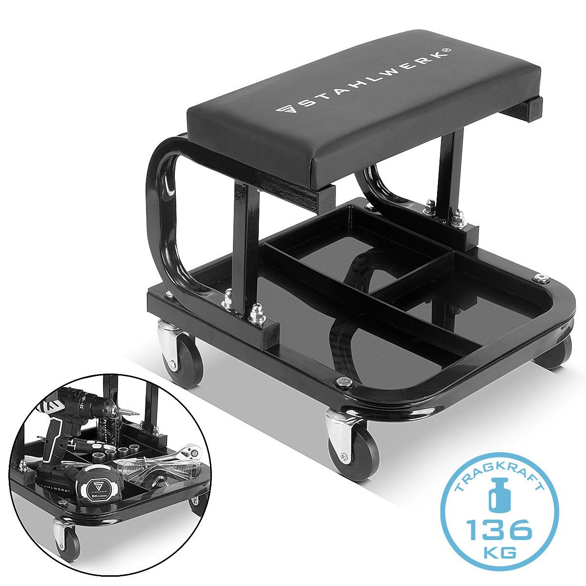STAHLWERK Werkstattwagen WRS-35 ST Schwarz mit 136 kg Tragkraft, max. Tragl günstig online kaufen