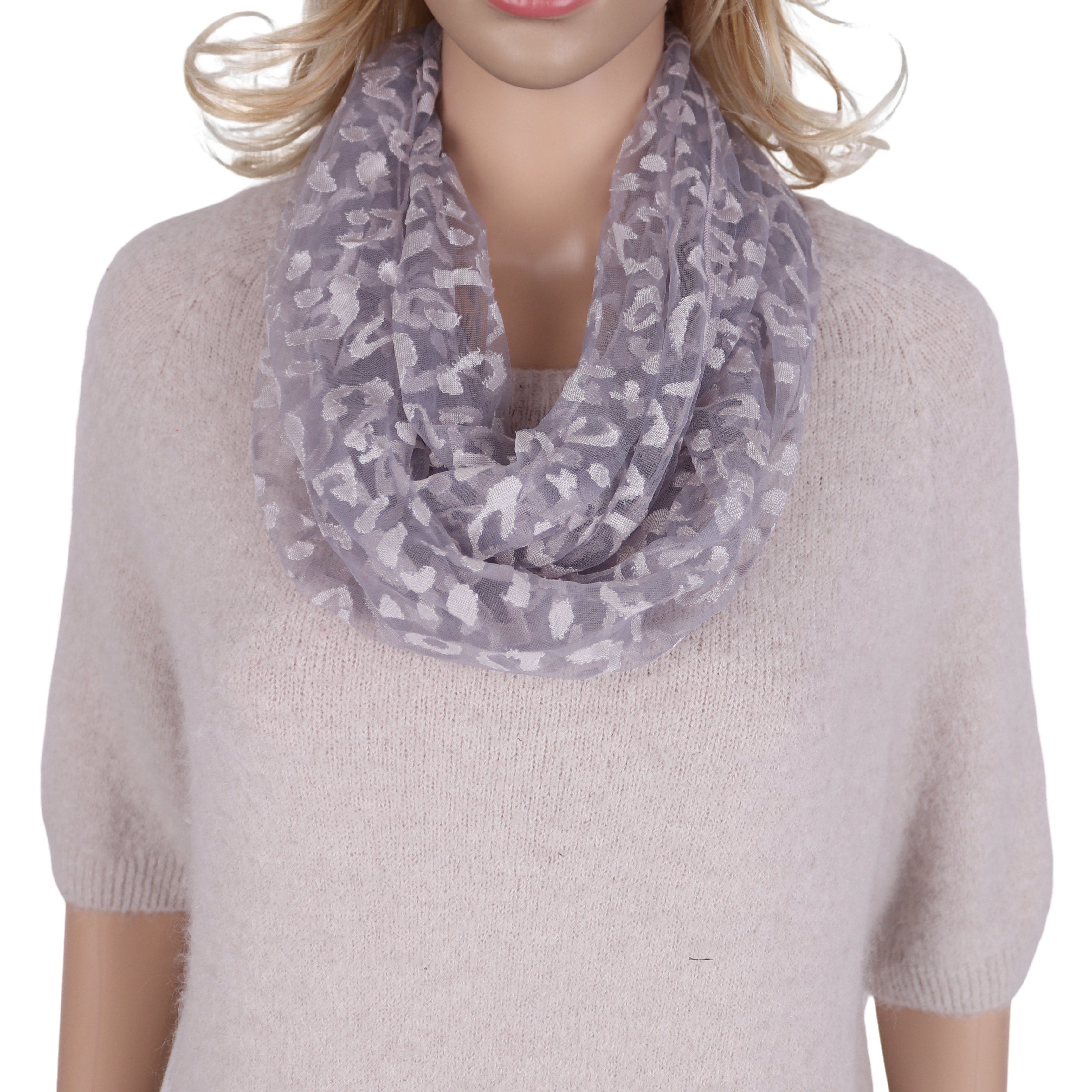 MIRROSI Loop Damen Schal Unifarbe HALBTRANSPARENT, Tolle Muster, Schlauchschal, (ca.160x38cm, zweimal um den Hals wickelbar), sehr leicht und angenehm zu tragen