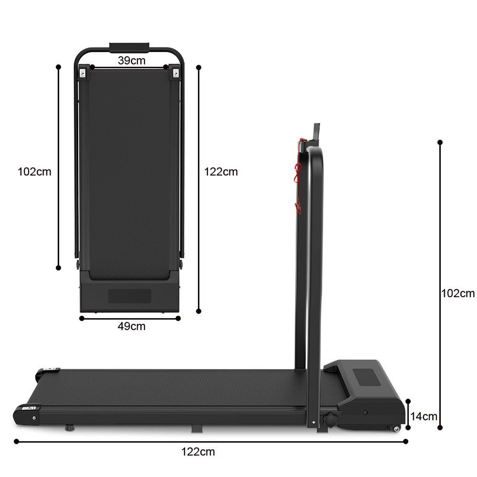 Sinaopus Laufband Faltbares Laufband,für Fitnessgerät klappbar LB01, LED leise, schwarz Treadmill 2-in-1 mit 1-10KM/H Display, zuhause