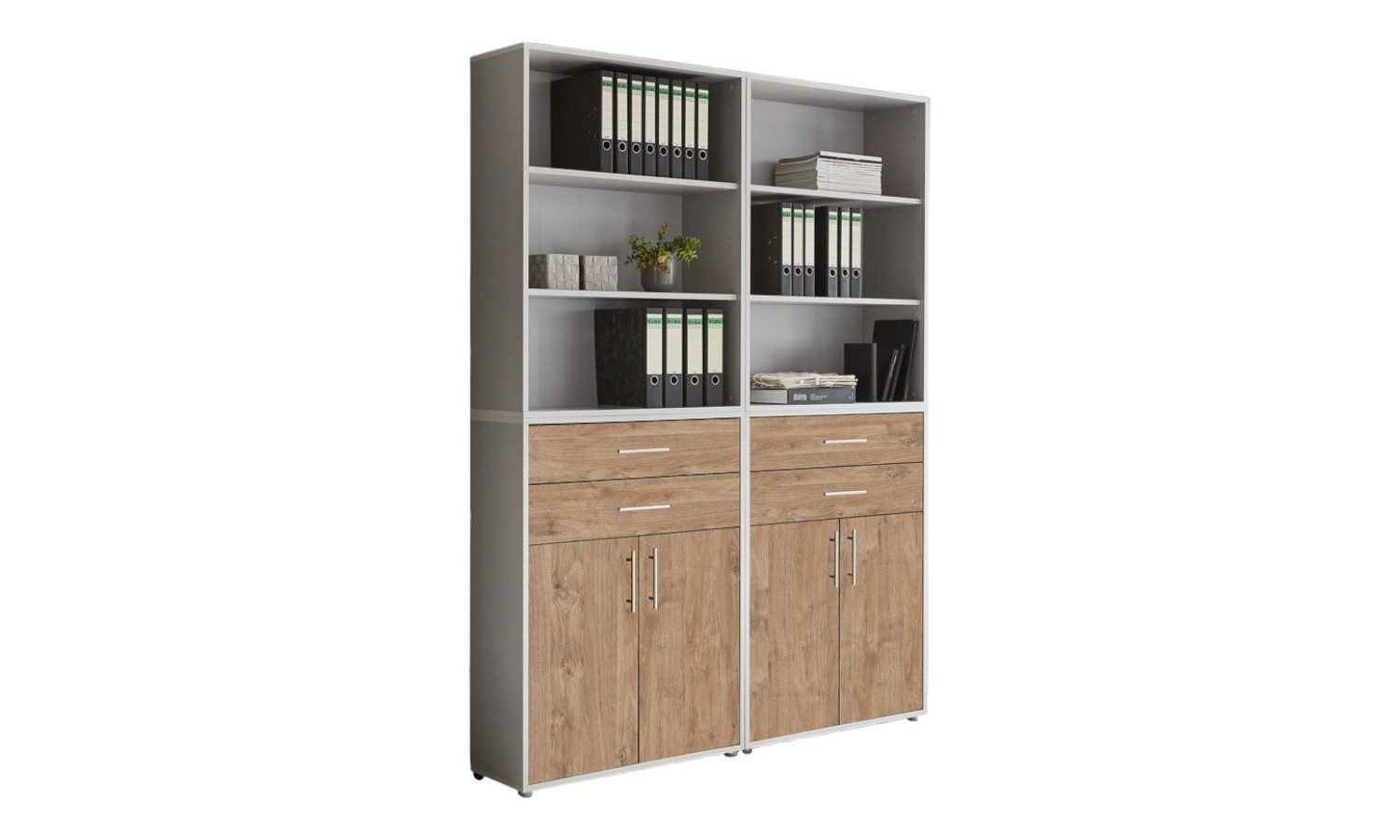 BMG Möbel Aktenschrank Office Edition (Set 20, Büroschrank mit Metallgriffen, 4 teilig) mit Schubladen, Gesamtmaß (B/H/T) 84,1 x 227,2 x 33 cm