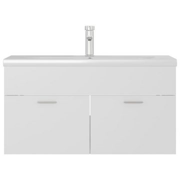 vidaXL Badezimmerspiegelschrank Waschbeckenunterschrank mit Einbaubecken Weiß Holzwerkstoff (1-St)