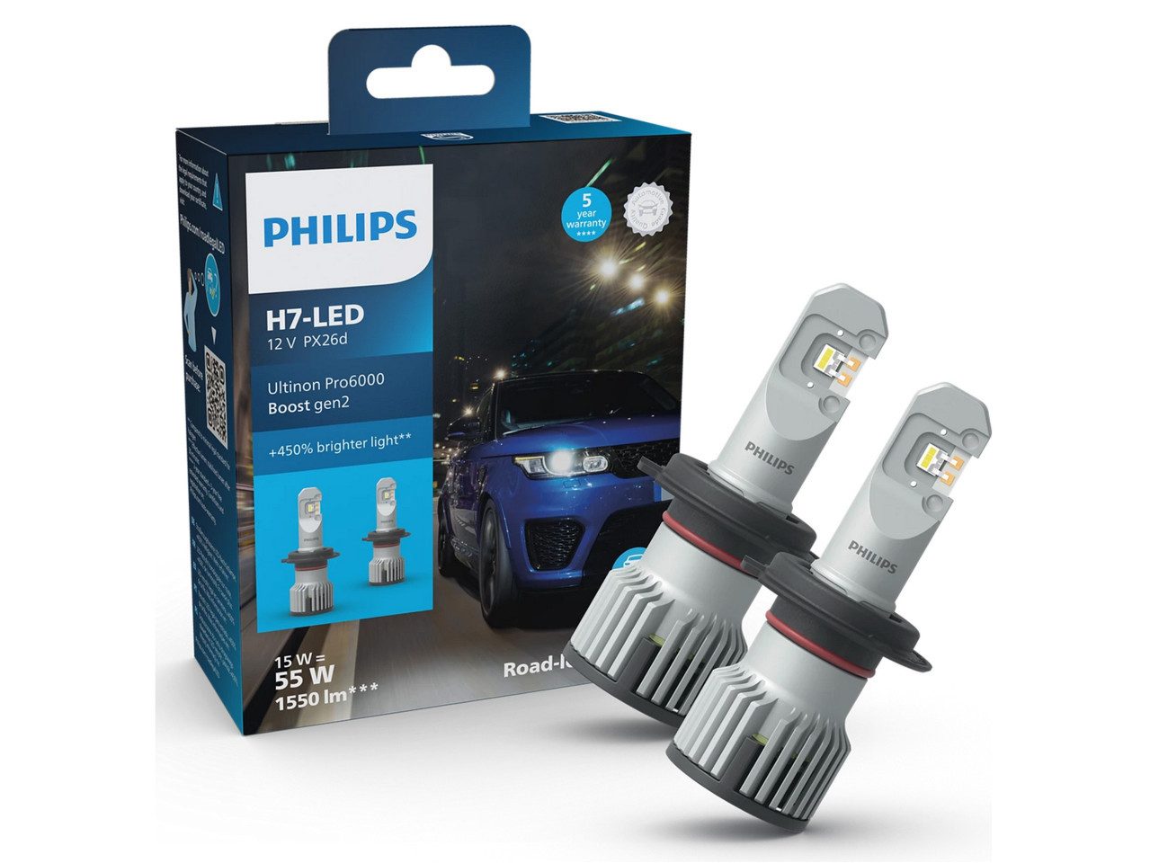 Philips Halogenlampe Philips Auto-Scheinwerferlampe H7 LED Ultinon