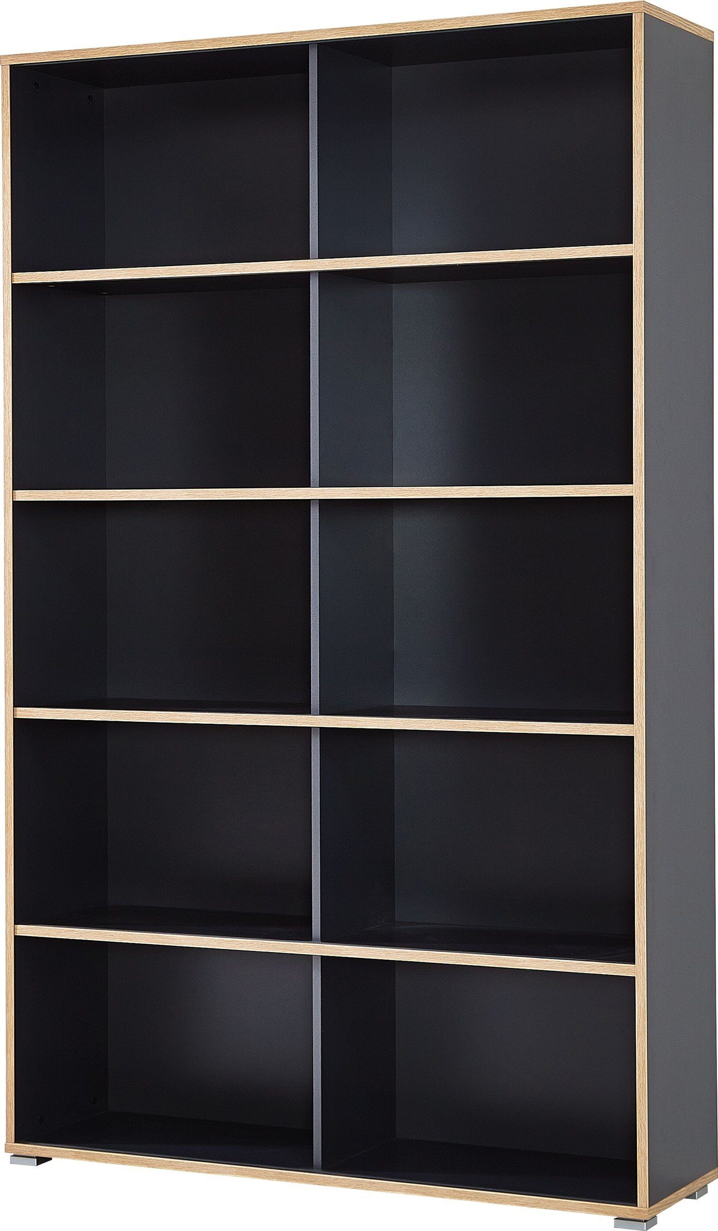 möbelando Bücherregal 411, BxHxT: 120x196x35 cm, in anthrazit, braun mit 4  Einlegeböden | Bücherschränke