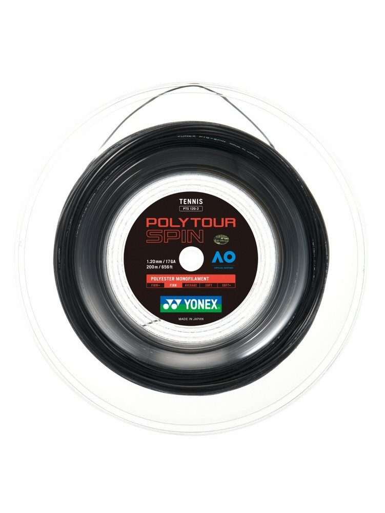 Tennissaite Poly Tour Spin (Haltbarkeit+Spin) schwarz 200m Rolle