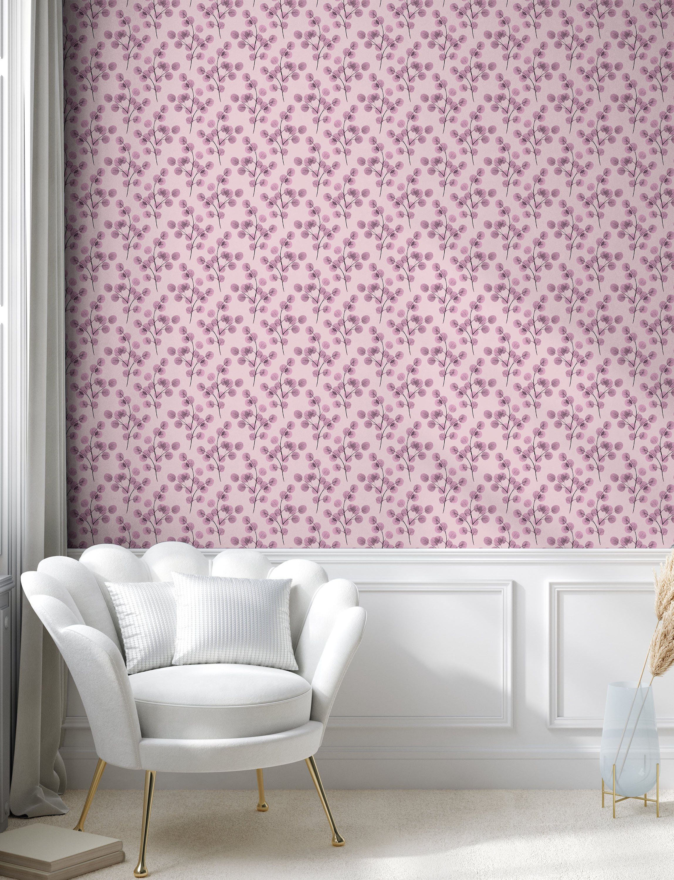 Abakuhaus Vinyltapete selbstklebendes Wohnzimmer Blüten Aquarell Rosy Küchenakzent