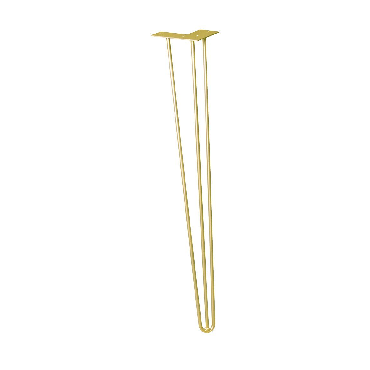 WAGNER design yourself Möbelfuß Möbelbein/Tischbein - HAIRPIN LEG - Retro Style - 12 x 12 x 71 cm in diverse Farben, Bein konisch/schräg verlaufend, mit integrierter Anschraubplatte gold