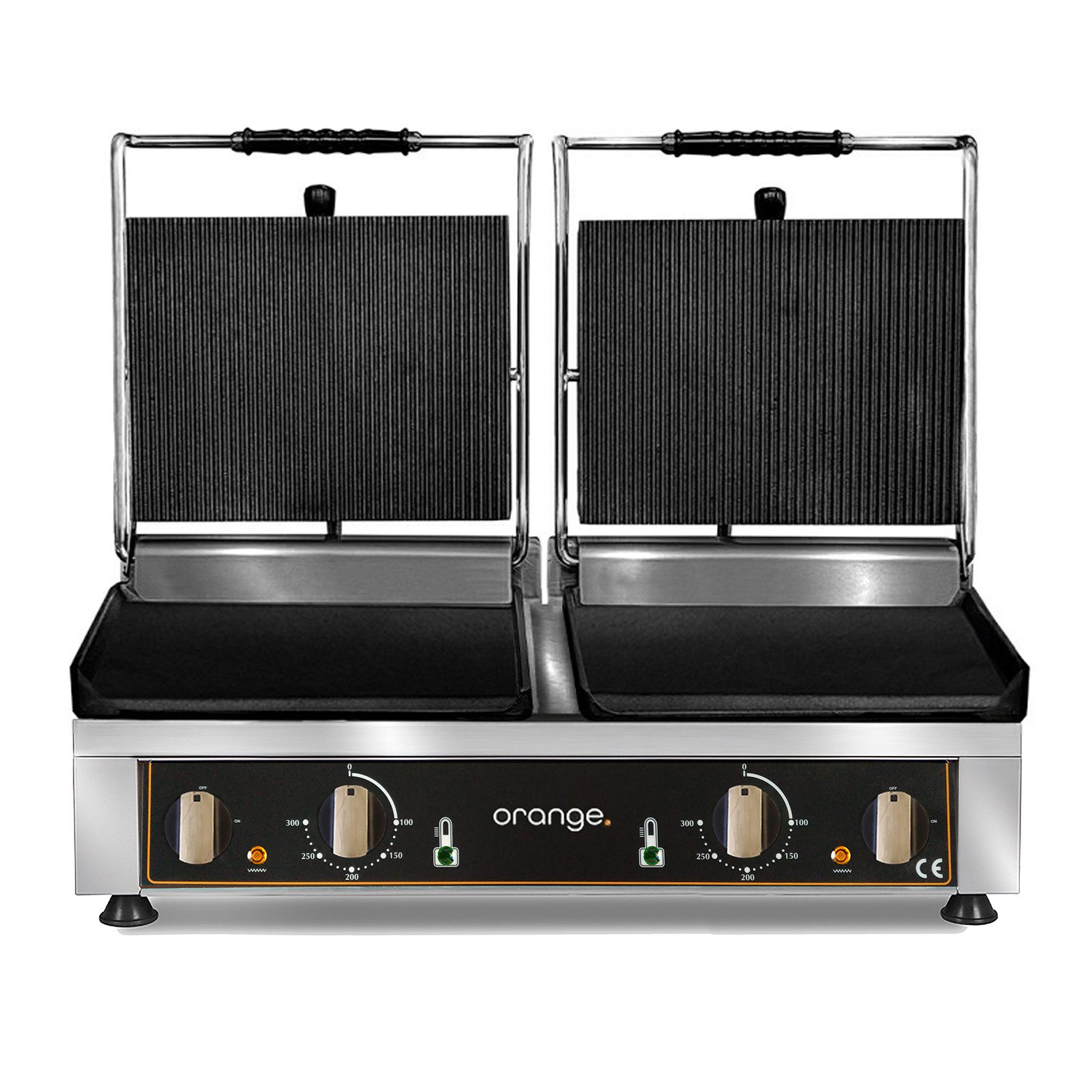 Orange Kontaktgrill Doppel-Kontaktgrill oben gerillt unten glatt, 2 W