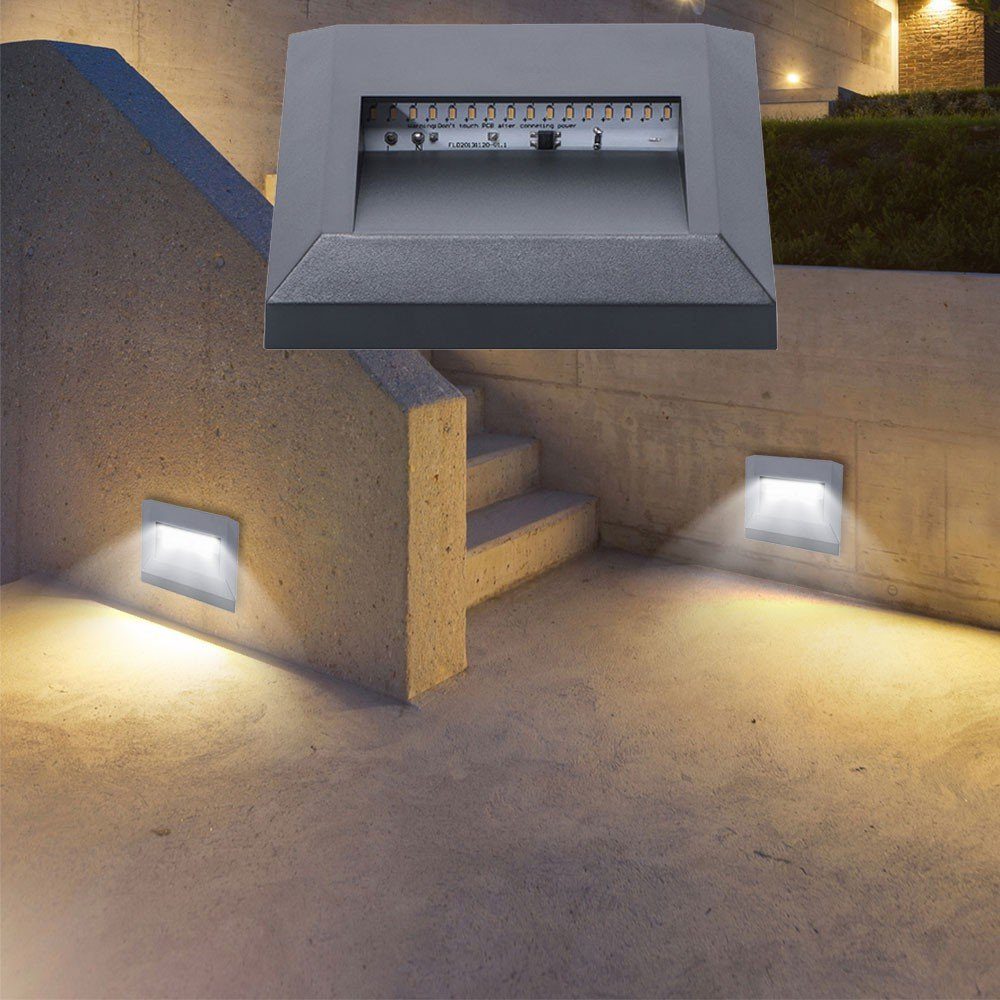 Kanlux Außen-Wandleuchte, LED-Leuchtmittel fest verbaut, Kaltweiß, Tageslichtweiß, 2er Set Robuste LED Wand Leuchte Fassaden Lampe Außen Akzent