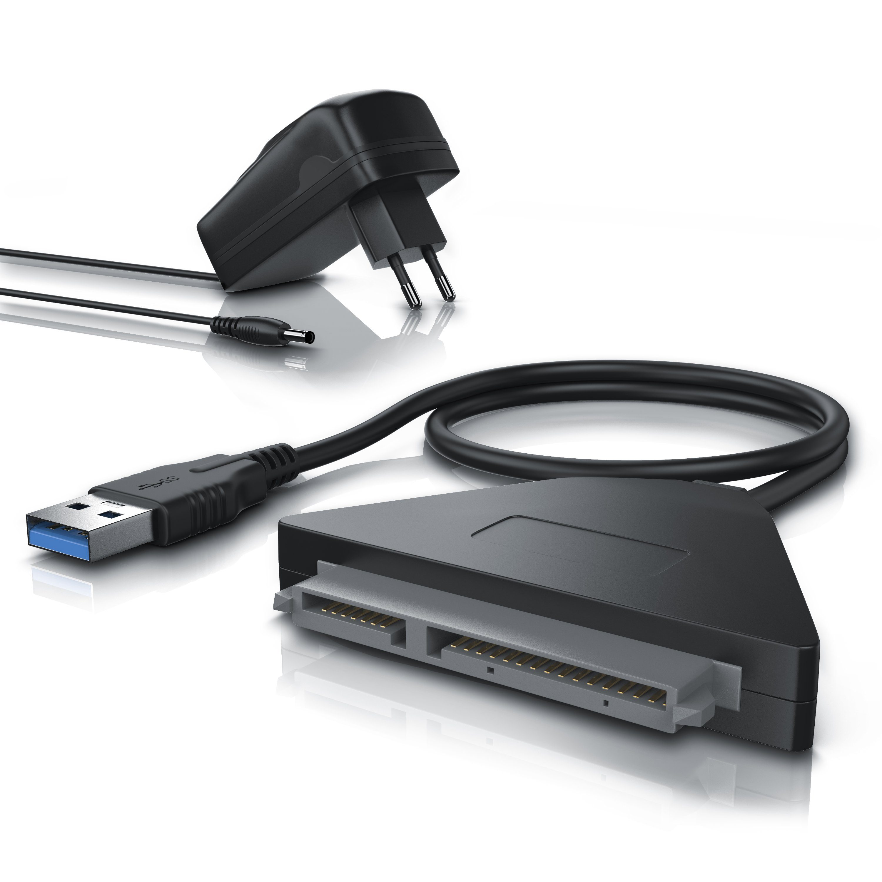 CSL Computer-Adapter zu SATA 3.0 / 6GB, USB 3.0 Typ A, USB 3.0 zu SATA I/II/III Adapter Kabel mit Netzteil, 2,5" & 3,5"