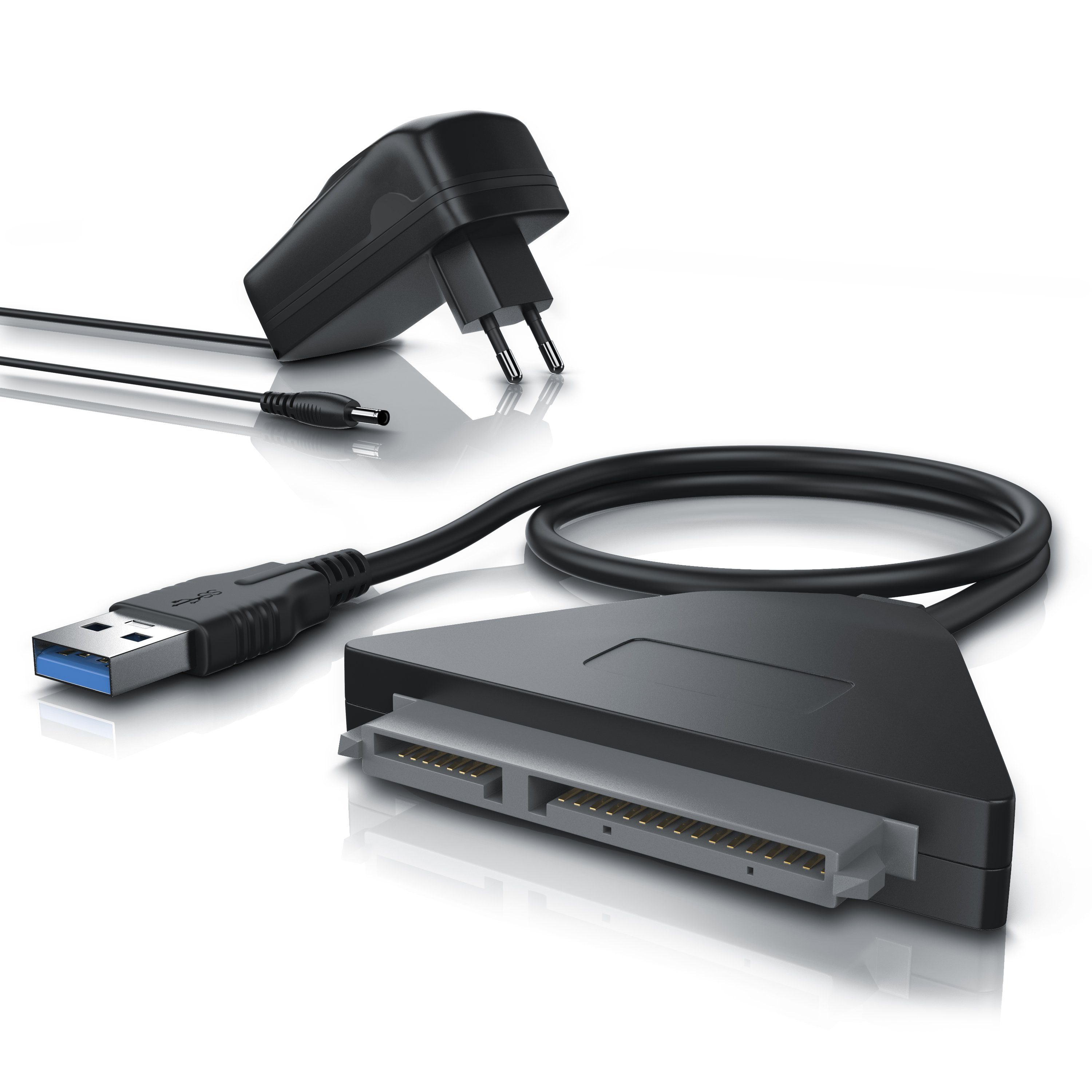 CSL Computer-Adapter zu SATA 3.0 / 6GB, USB 3.0 Typ A, USB 3.0 zu SATA  Adapter Kabel mit Netzteil - 2,5" & 3,5" SATA I/II/III HDD + SSD - UASP