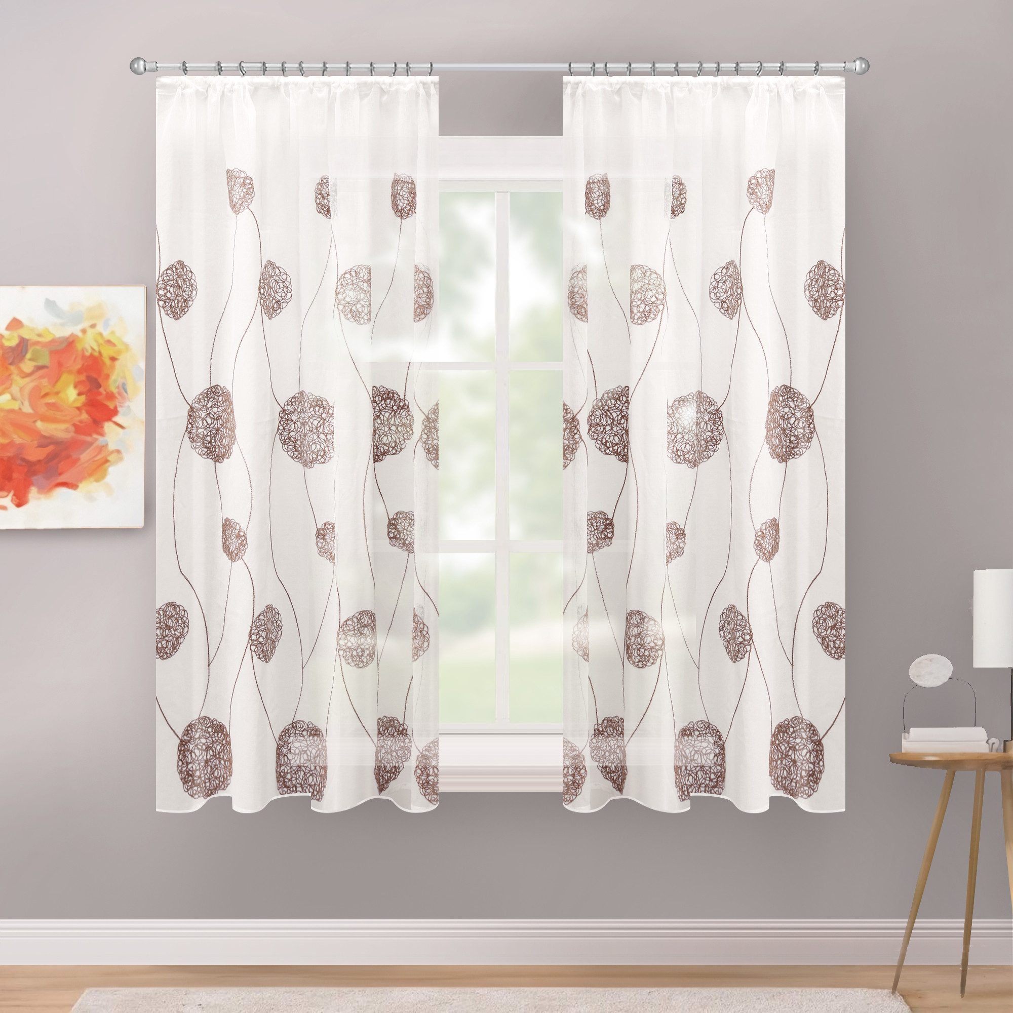 Delindo Lifestyle Gardine Serie Monique (2 St), Kräuselband, halbtransparen günstig online kaufen