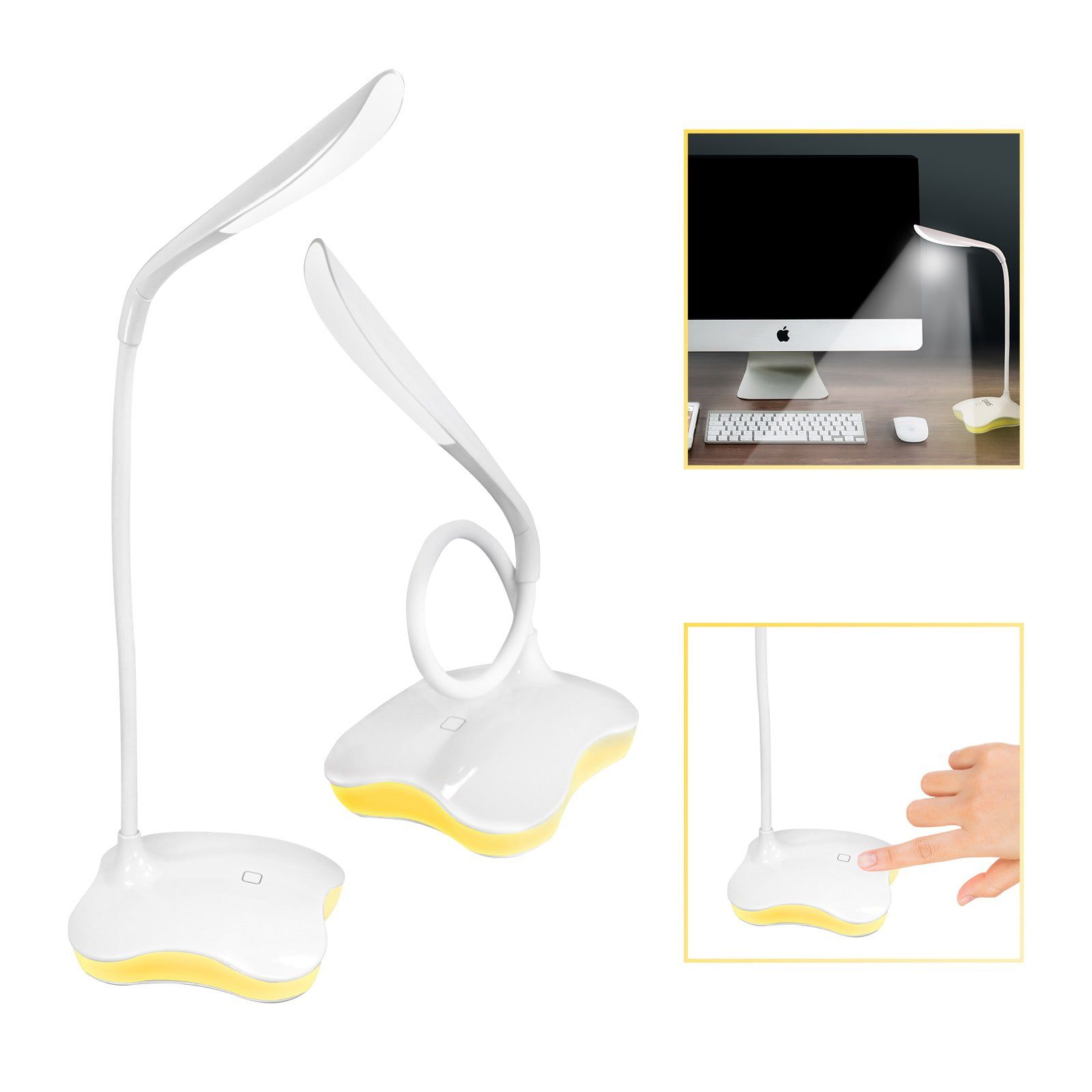 EAXUS LED Schreibtischlampe 2in1 USB Tischleuchte / Nachttischlampe in Weiß günstig online kaufen