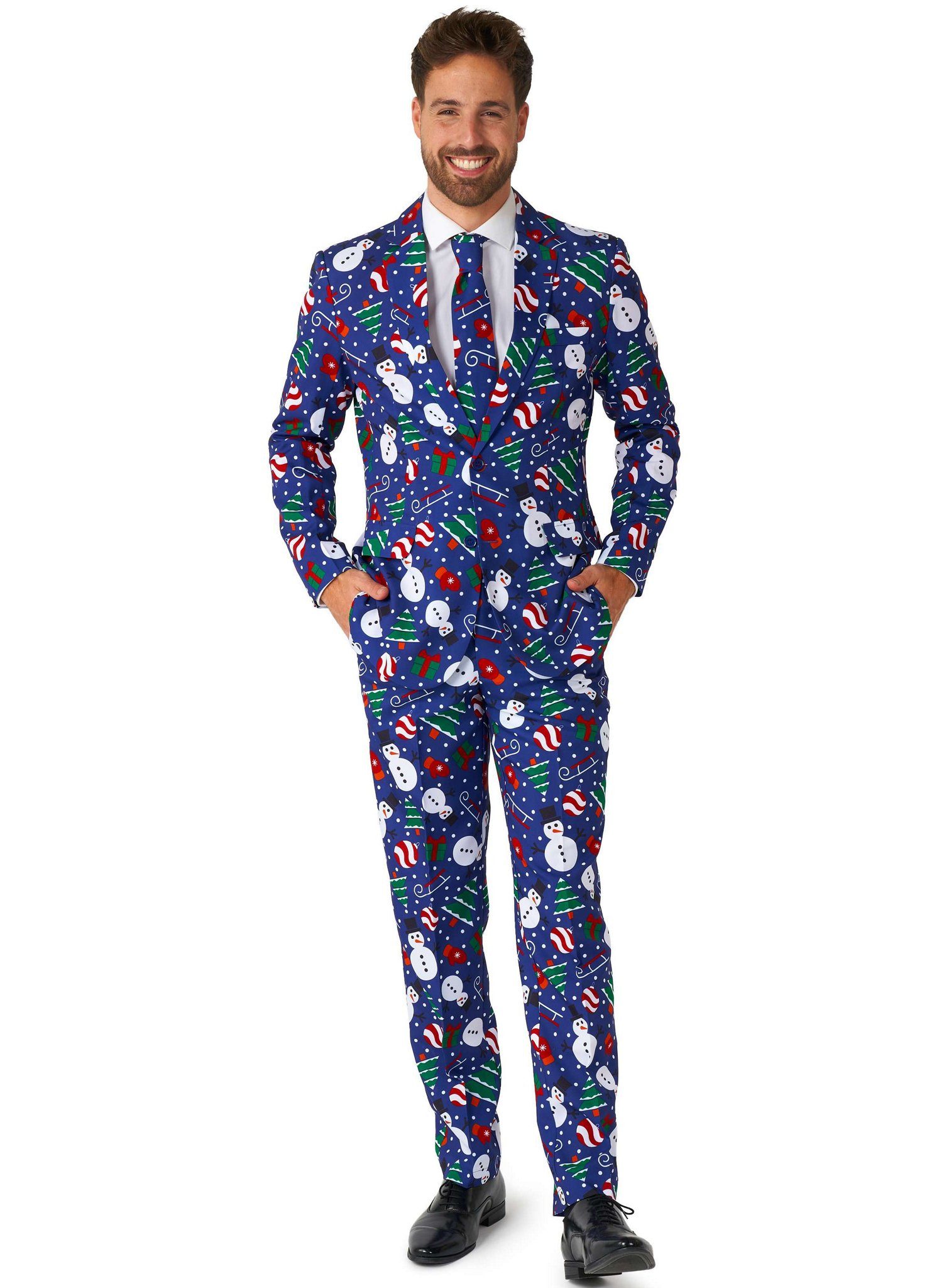 Opposuits Partyanzug Snowman Blue Weihnachtsanzug, Für festliche Typen: cooler Anzug für die Weihnachtsfeier