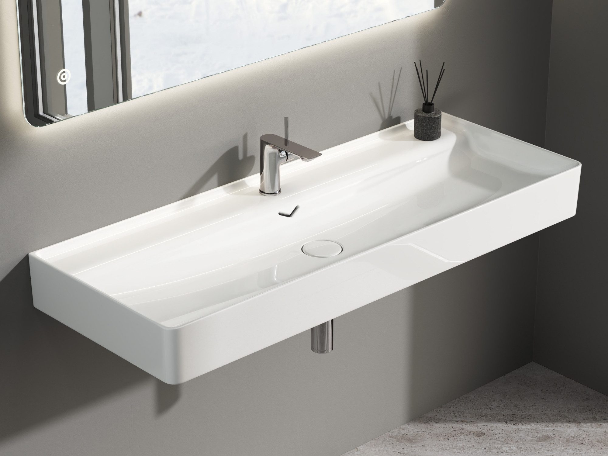 Aqua Bagno Waschbecken Aqua Bagno VENUS Keramik Waschbecken Möbelwaschtisch 120cm Weiß