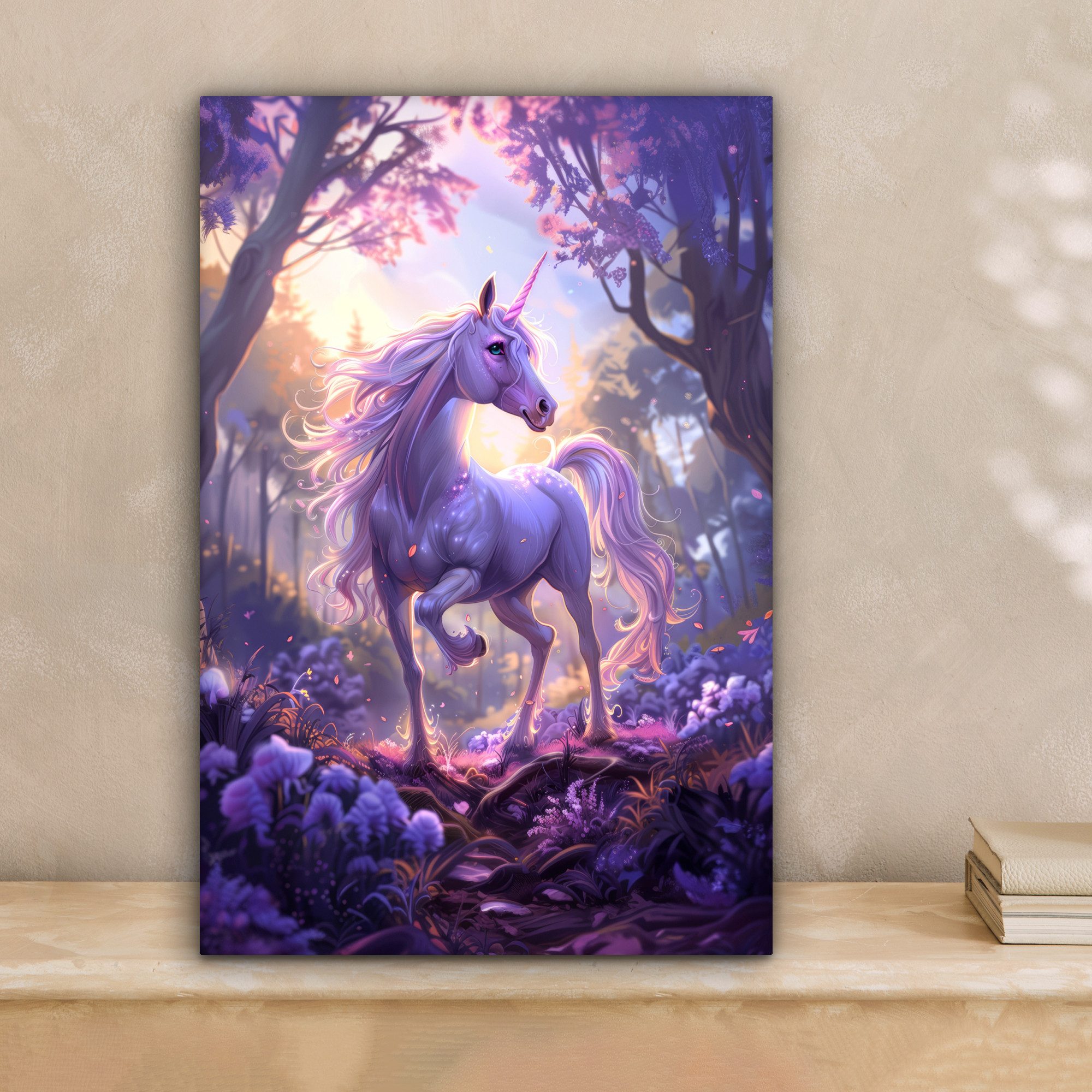 OneMillionCanvasses® Leinwandbild Einhorn - Lila - günstig online kaufen