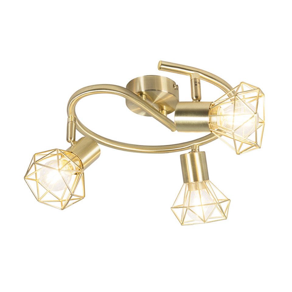 Qazqa LED Aufbaustrahler Mosh, ohne Leuchtmittel, E14, Messing, Modern, Sta günstig online kaufen