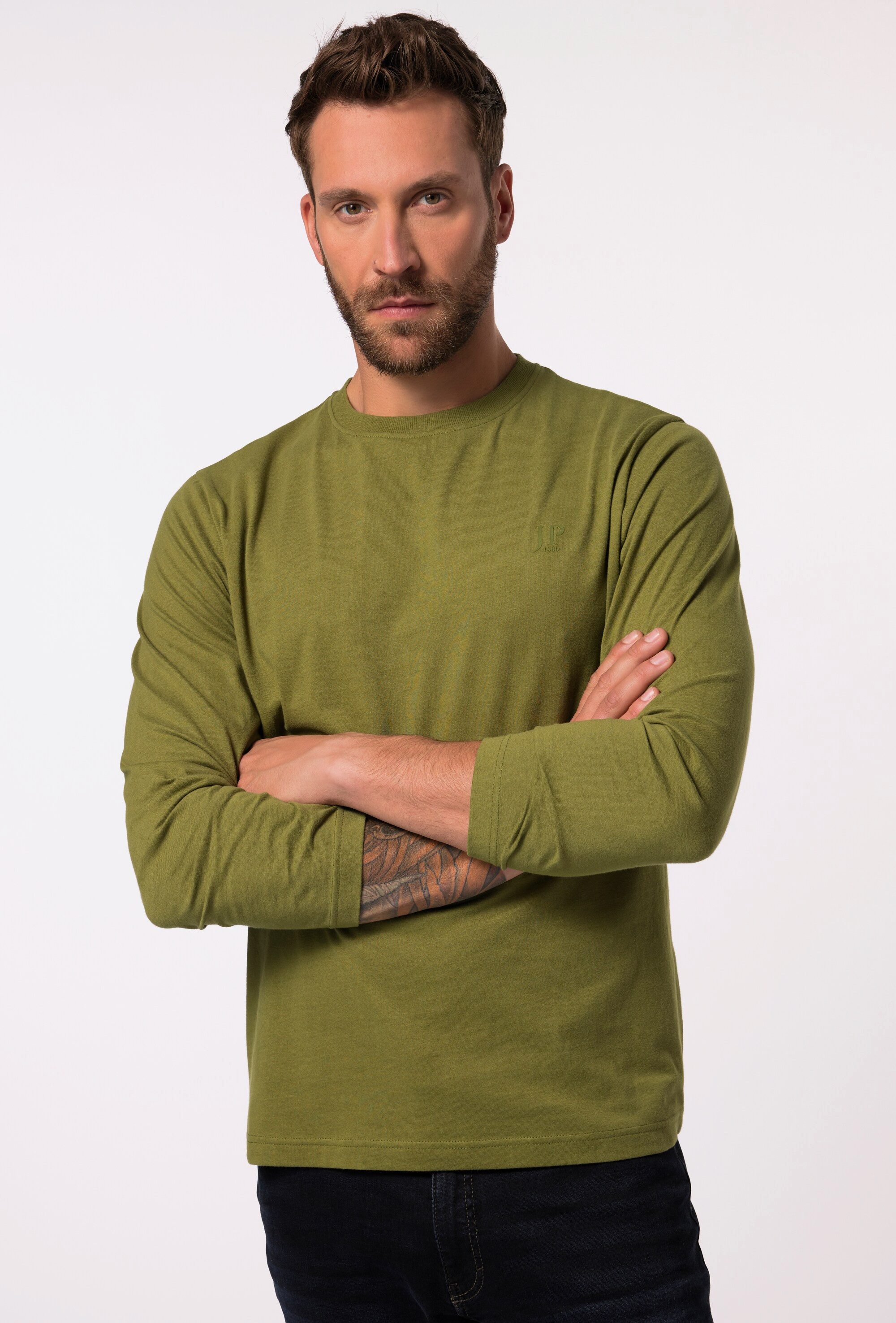 JP1880 T-Shirt bis 8XL Langarmshirt Sweatshirt mit Logo-Stickerei günstig online kaufen