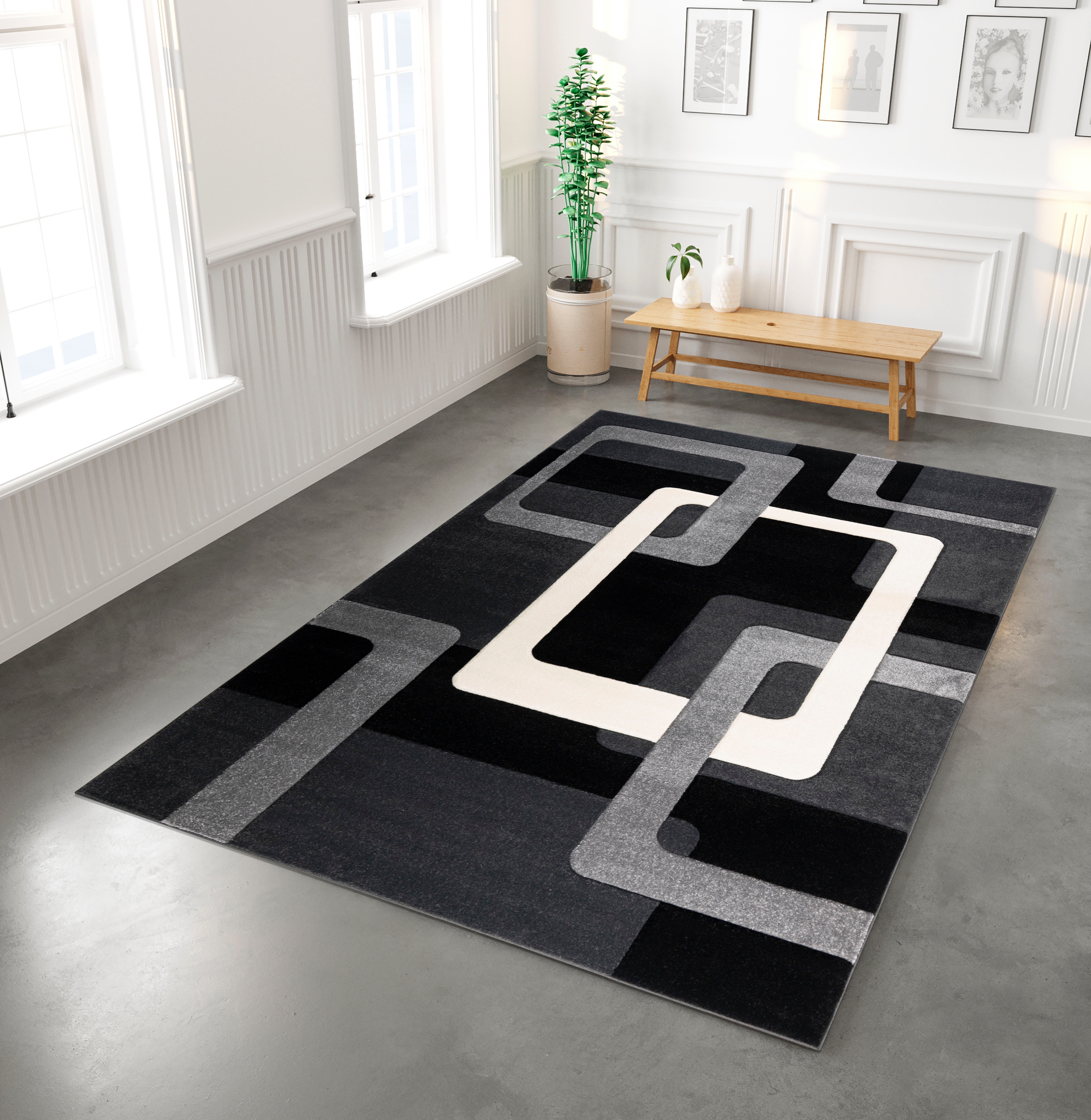 Teppich Maxim, my home, rechteckig, Höhe: 13 mm, Hoch-Tief-Effekt, Kurzflor,  3D-Design | Kurzflor-Teppiche