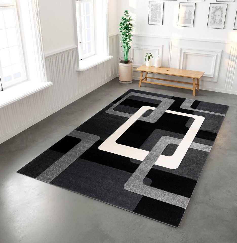 Teppich Maxim, my home, rechteckig, Höhe: 13 mm, Hoch-Tief-Effekt, Kurzflor,  3D-Design