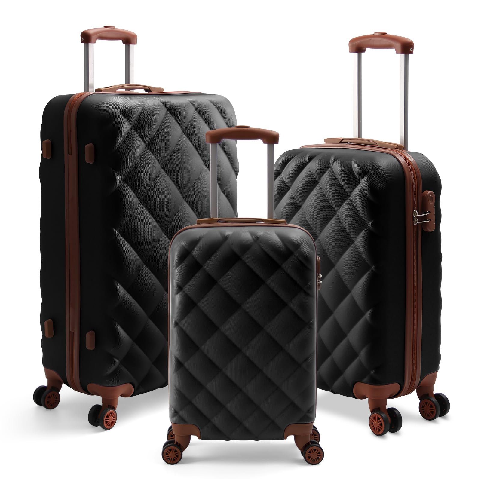 HOMELUX Reisekoffer M-L-XL Trolley Schwarz Hartschalenkoffer ABS, Kofferset Hartschale tlg., 3 Trolleyset Rollen, 4 Set 3 (set, Teilig - Rollkoffer 3),