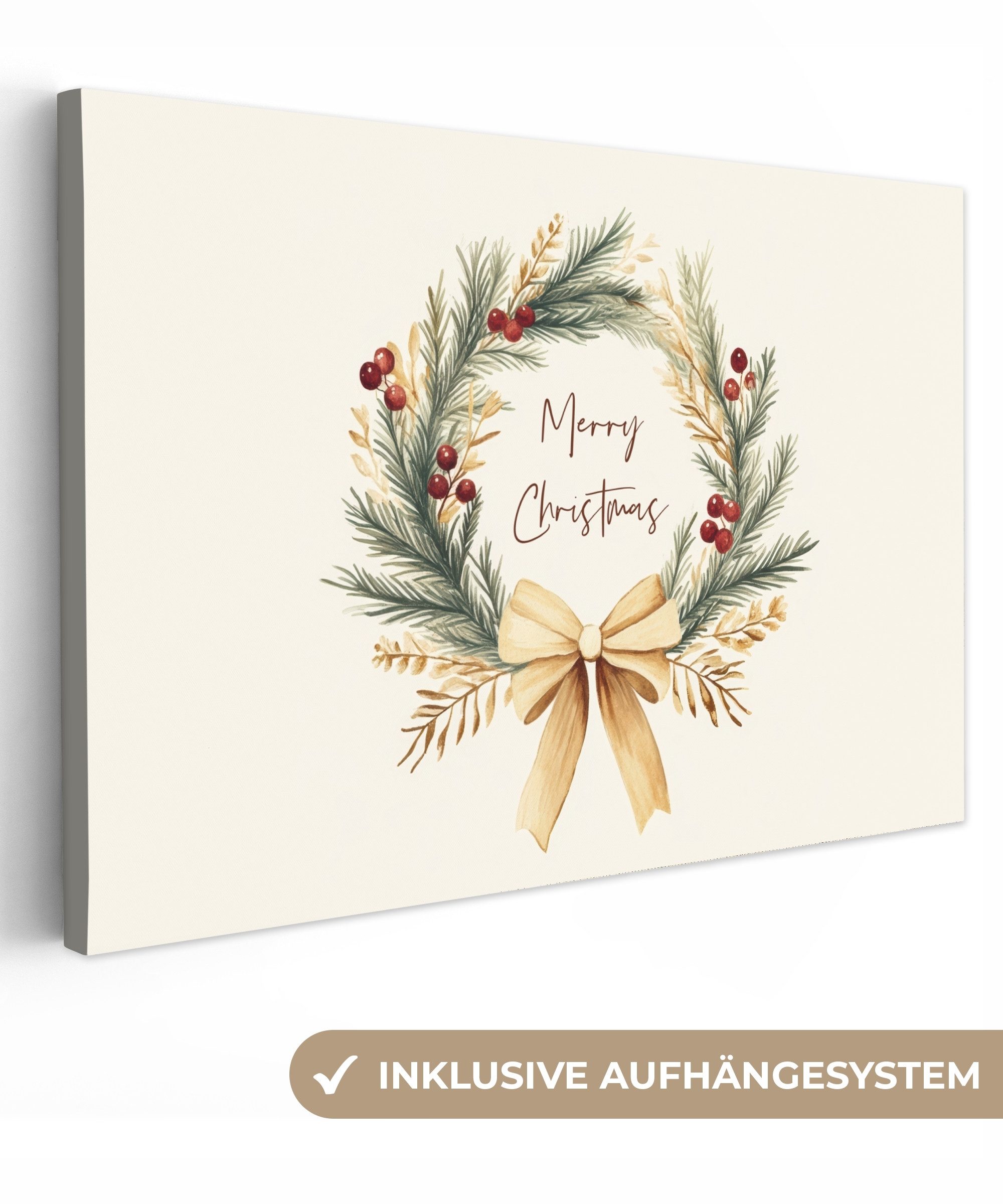 OneMillionCanvasses® Leinwandbild Weihnachtskranz - Weihnachten - Gold - Be günstig online kaufen