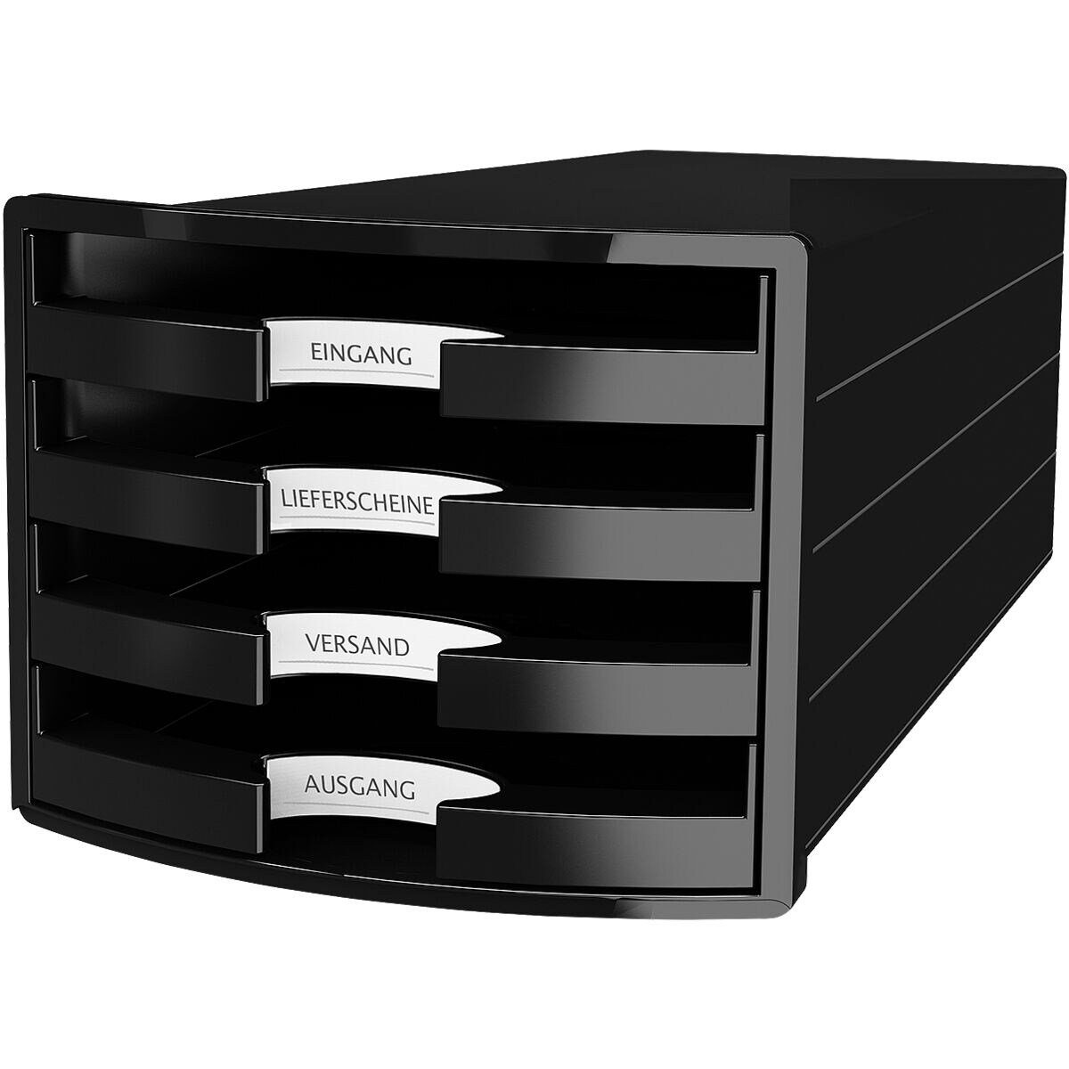 HAN Schubladenbox Impuls, mit stapelbar offen, schwarz 4 Schubladen