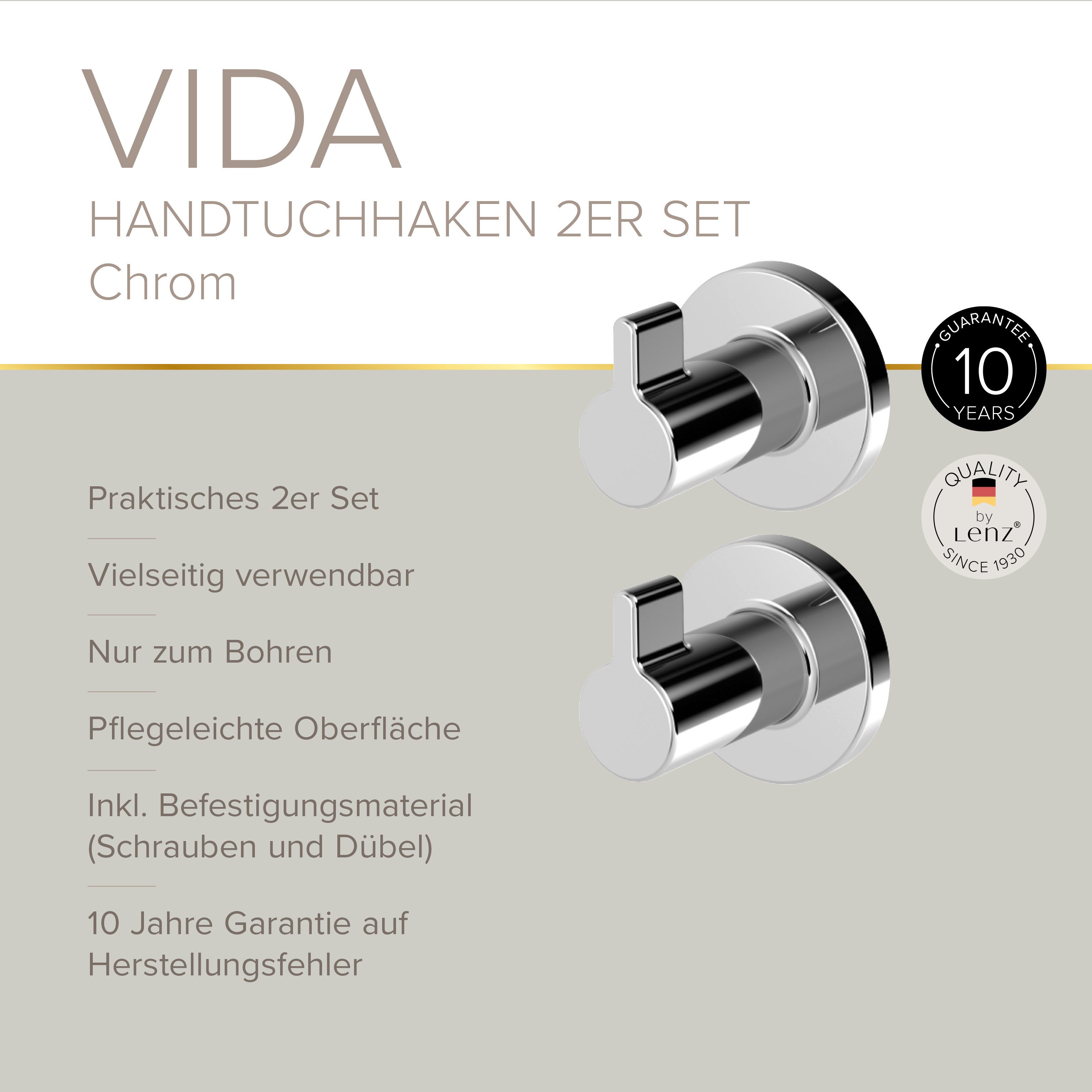 Lenz Handtuchhaken HYGGE, Badezimmer, (Packung, 2-St), auch für Bademäntel, VIDA – Bild 3 von 5
