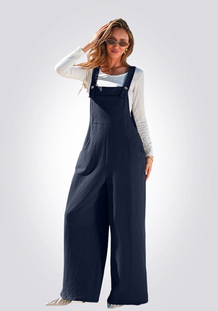 Cupshe Jumpsuit Latzhose aus Leinen mit Weitem Bein und Taschen von Cupshe