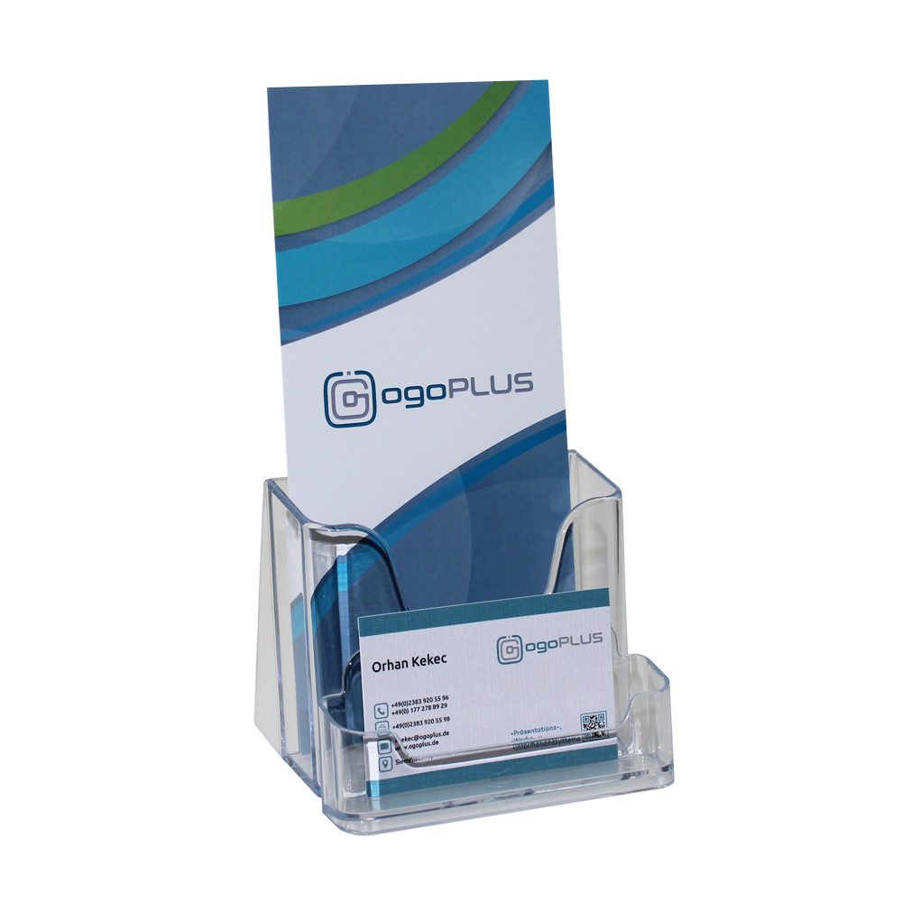 ogoPLUS Zeitungsständer DIN lang Prospekthalter mit Visitenkartenständer, P günstig online kaufen
