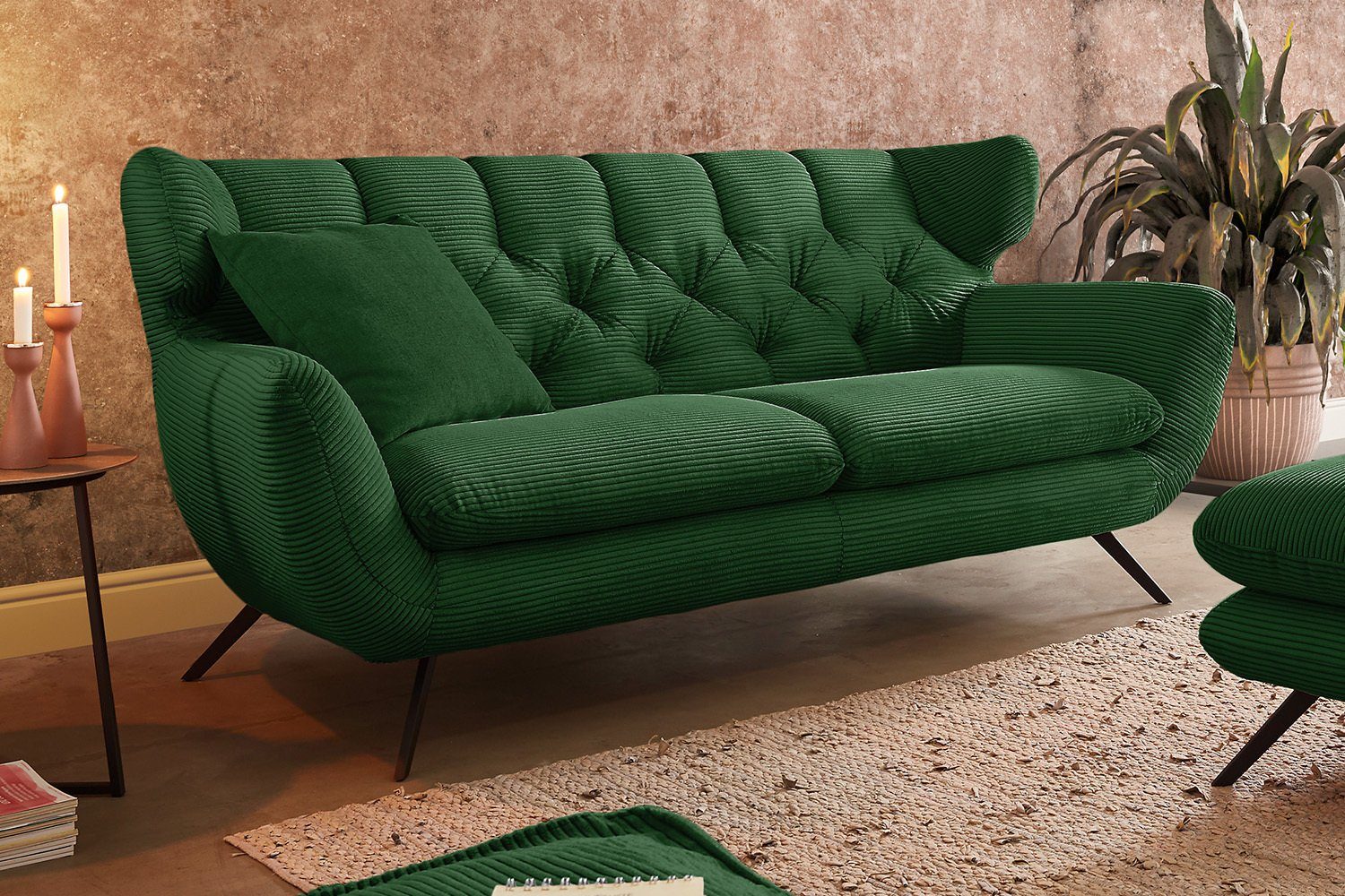 KAWOLA 3-Sitzer CHARME, Sofa Velvet od. Cord versch. Farben | Einzelsofas