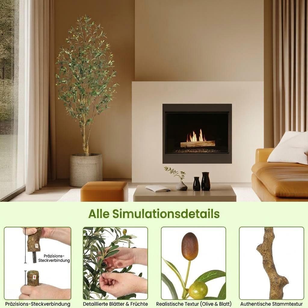 Kunstbaum Künstlicher Olivenbaum Künstliche Pflanzen 120/150/180cm, GarveeMore, Höhe 180 cm – Bild 4 von 5