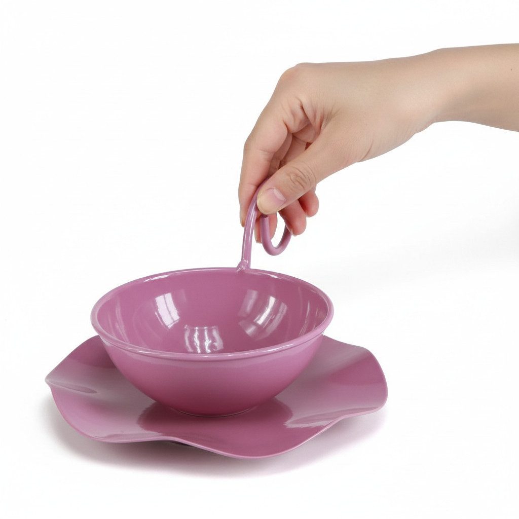 Florists Products Übertopf Metall Deko Tasse Pink mit Unterteller Set 2 Stück Tisch Deko