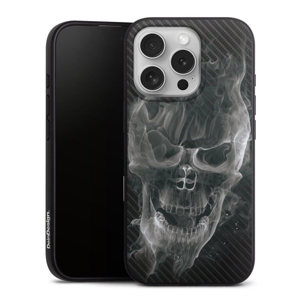 Handyhülle Totenkopf Schädel Carbon Smoke Skull Carbon