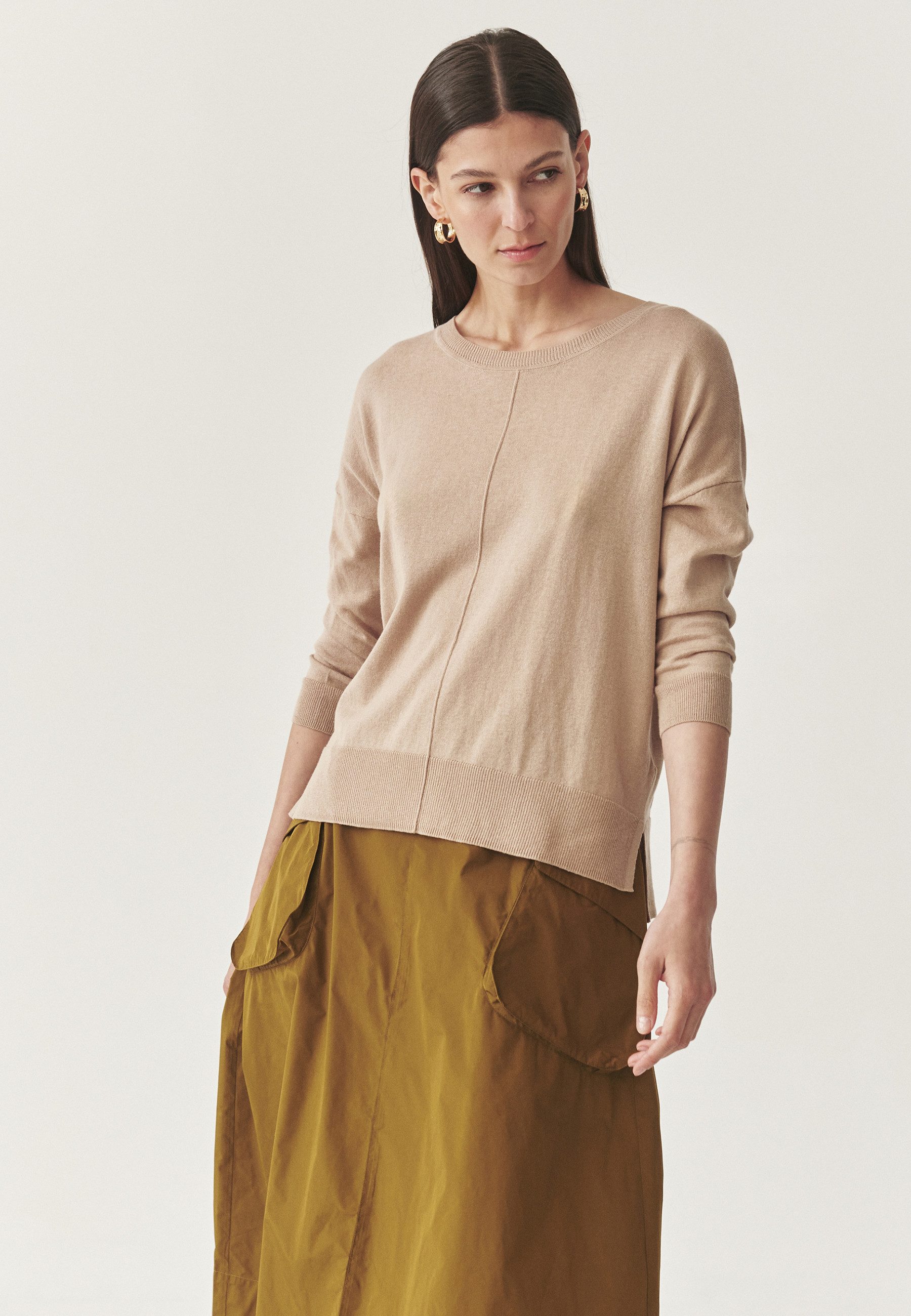 TATUUM Strickpullover Stilvoller Baumwoll-Oli - Nala