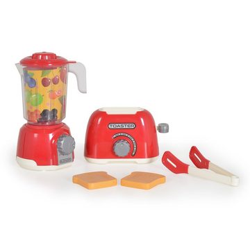 Moni Kinder-Toaster Spielzeug Frühstücksset Toaster, Entsafter, zwei Toastscheiben, eine Zange