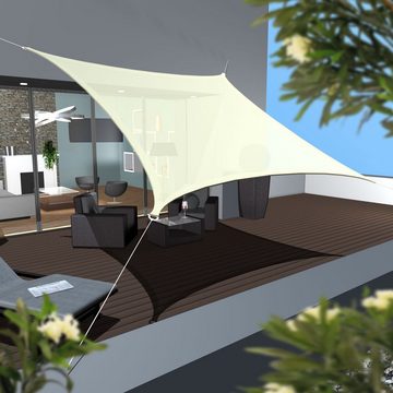 AMANKA Sonnensegel Sonnensegel HDPE Quadratisch UV Sonnenschutz Plane, 4x4 m Überdachung Garten Beige