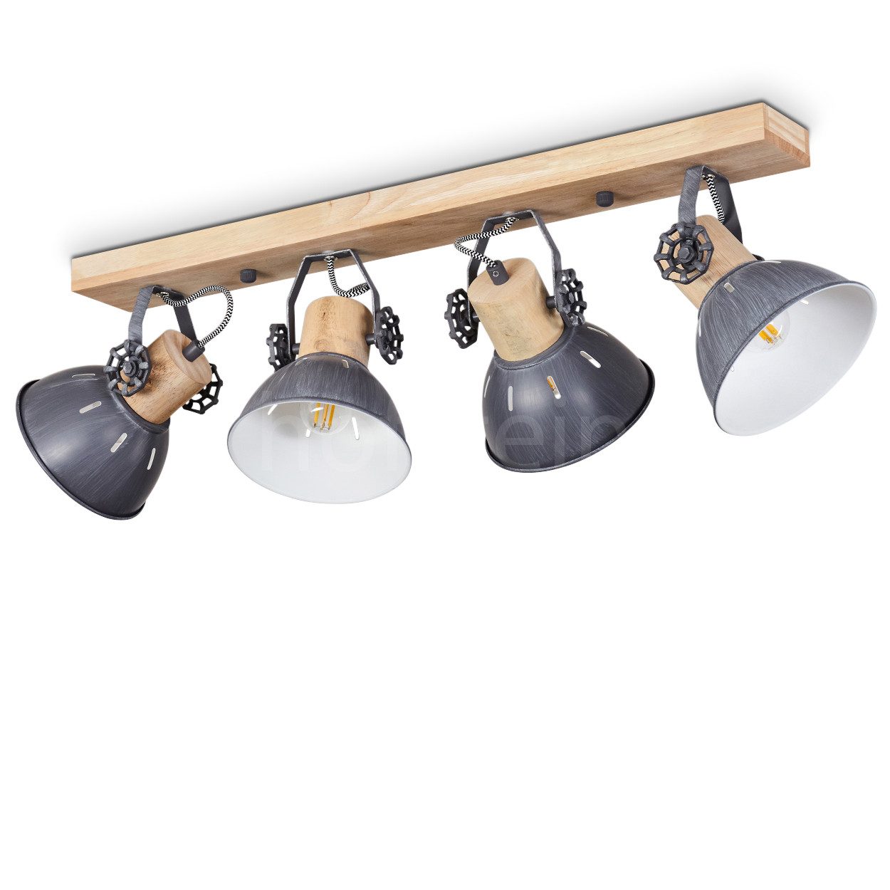 hofstein Deckenleuchte »Cotes« Deckenlampe aus Metall/Holz in Grau/Weiß/Nat günstig online kaufen