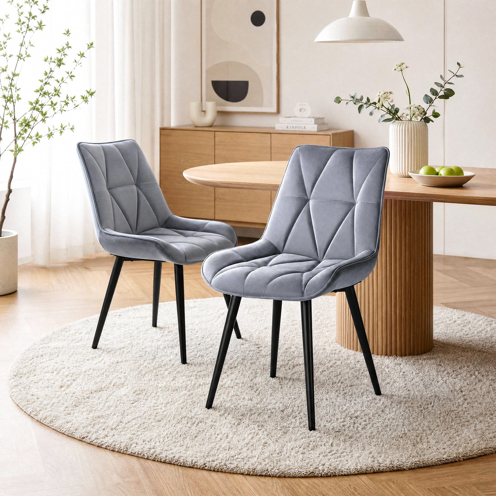 TLGREEN Esszimmerstuhl,Küchenstuhl gepolstert mit Rückenlehne, (Polsterstühle aus Samt,mit Metallbeinen,bis 170 kg belastbar, 2 St), für Wohnzimmer Küche Esszimmer