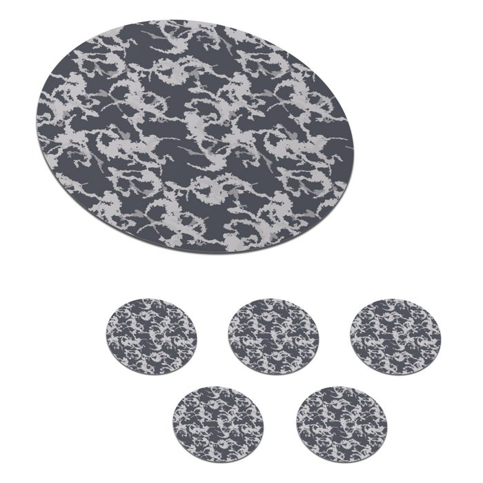 MuchoWow Glasuntersetzer Muster - Schwarz und Weiß - Camouflage Zubehör für Gläser 6-tlg. Getränkeuntersetzer Tassenuntersetzer Korkuntersetzer Tasse Becher