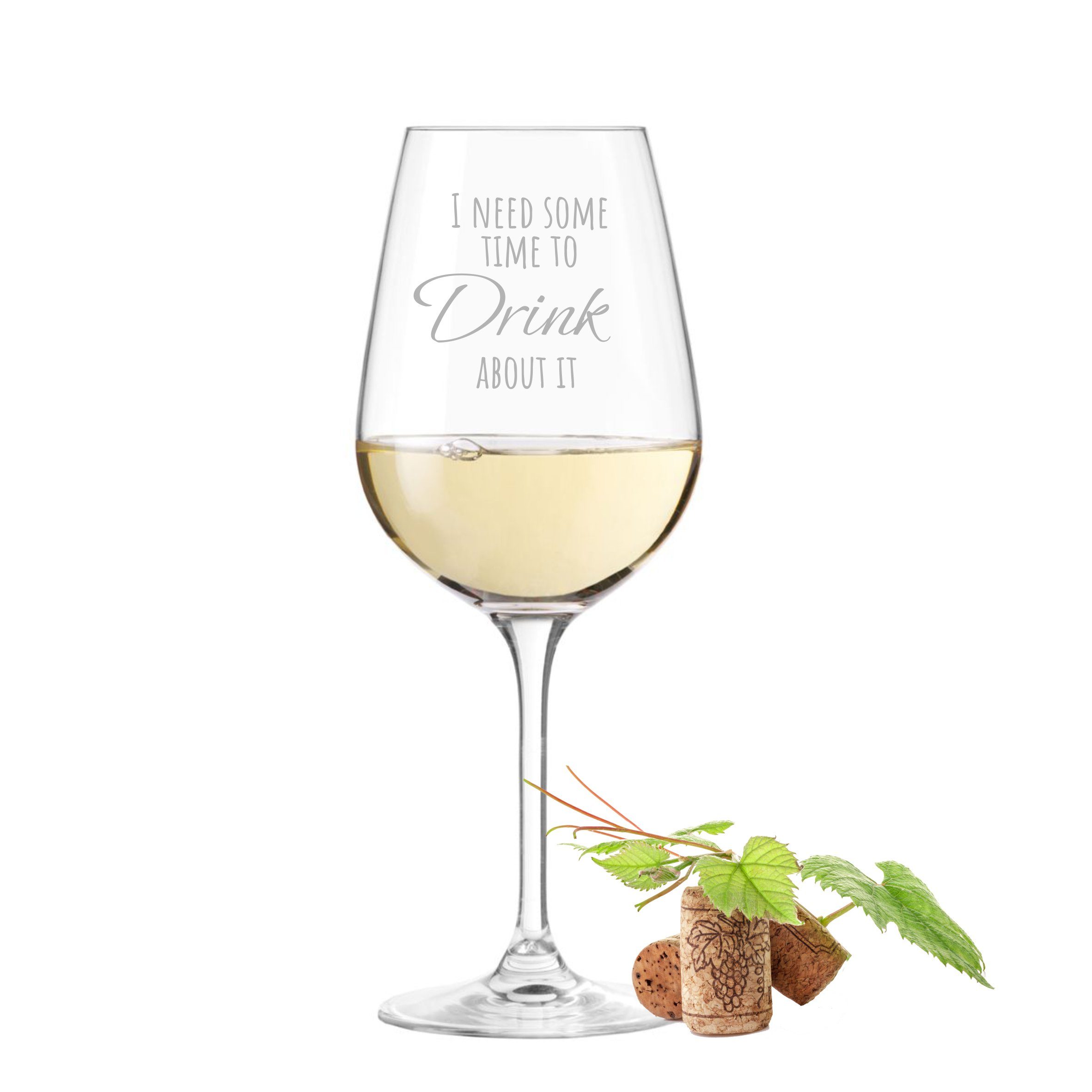 KS Laserdesign Weinglas Leonardo mit Gravur - time to drink about it -  lustiger Spruch, TEQTON GLAS, Lasergravur