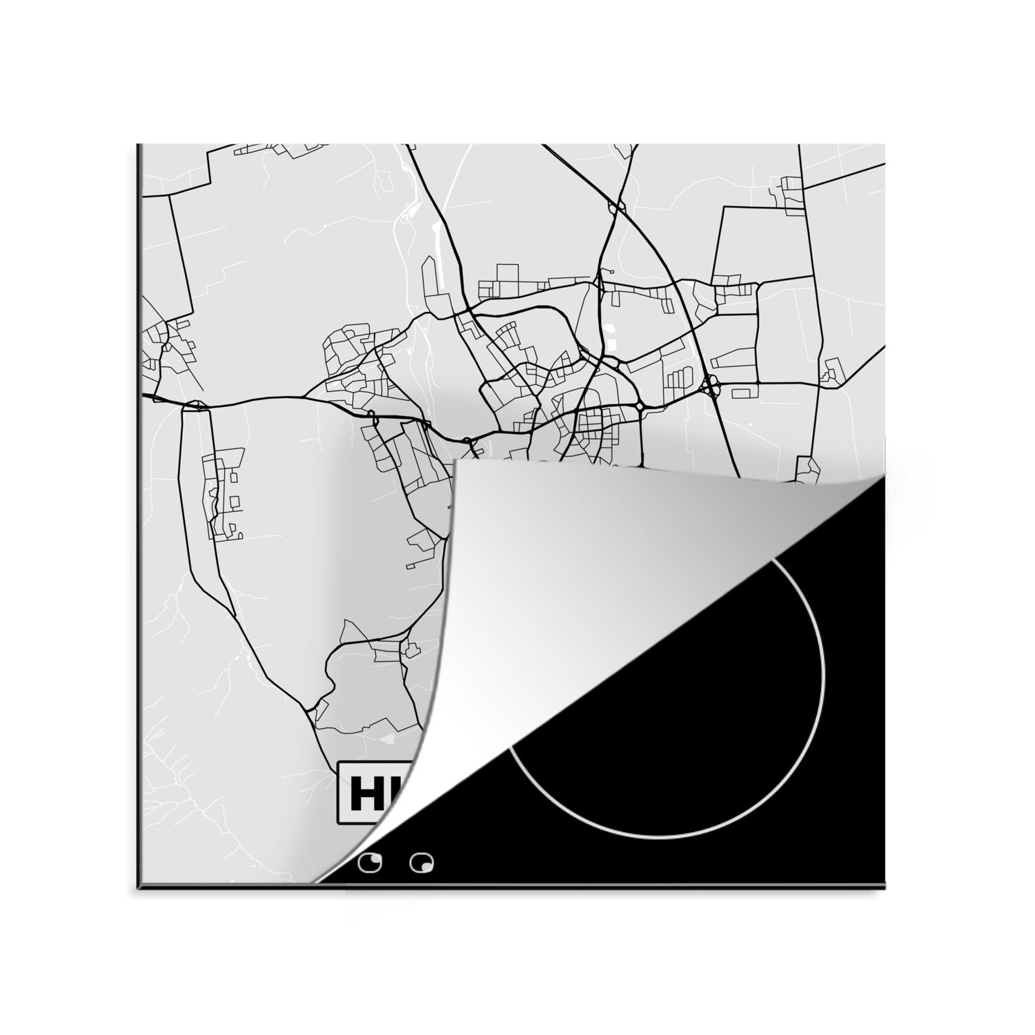 MuchoWow Herdblende-/Abdeckplatte Hildesheim - Karte - Stadtplan - Deutschland - Karte, Vinyl, (1 tlg), 78x78 cm, Ceranfeldabdeckung, Arbeitsplatte für küche