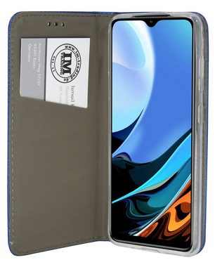 cofi1453 Handyhülle cofi1453® Buch Tasche "Smart", Buch Tasche "Smart" kompatibel mit XIAOMI REDMI 9T Handy Hülle Etui Brieftasche Schutzhülle mit Standfunktion, Kartenfach Blau