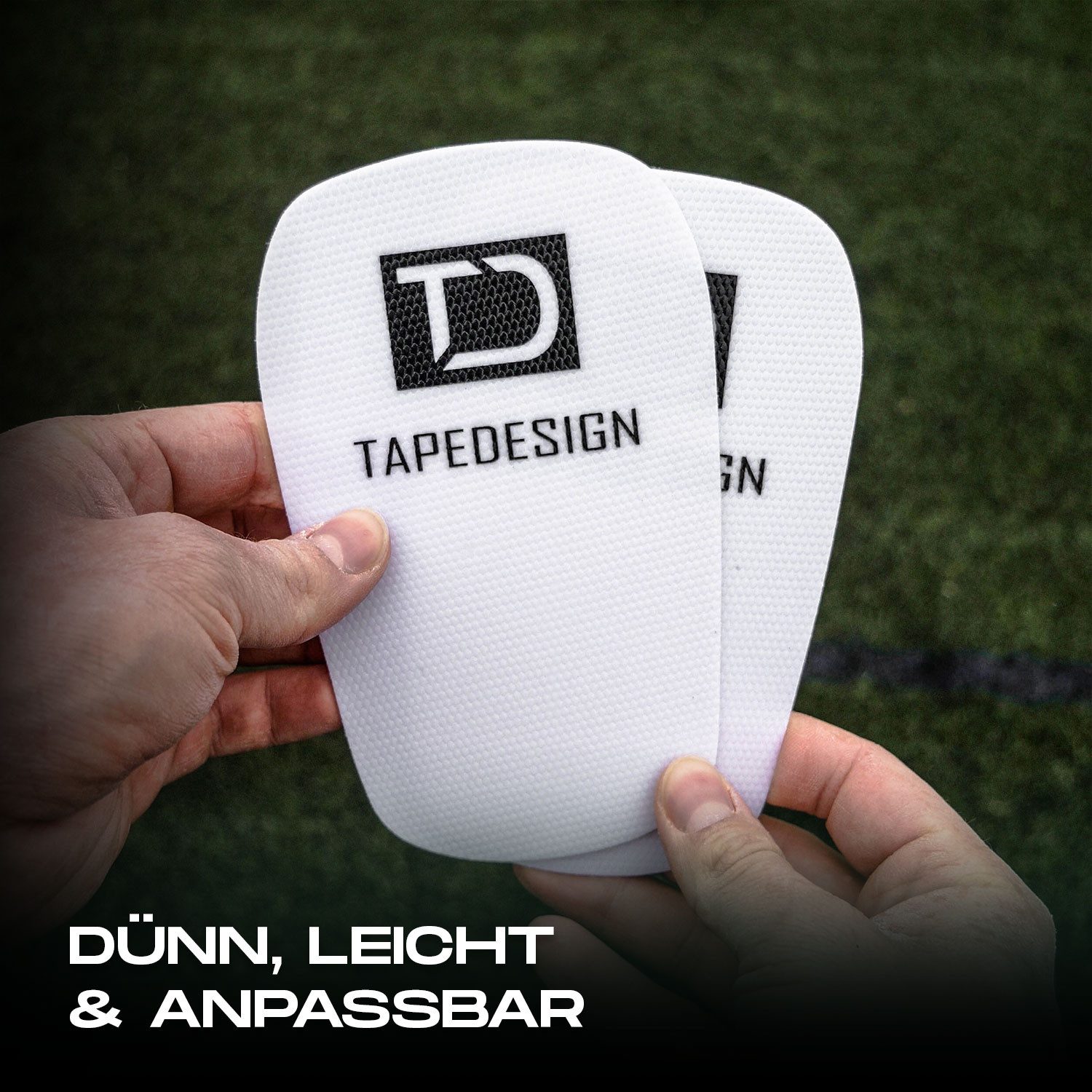 Tapedesign Fußball Schienbeinschoner Performance Shinguards 2.0 Shin Pads Herren, Damen & Kinder Weiß